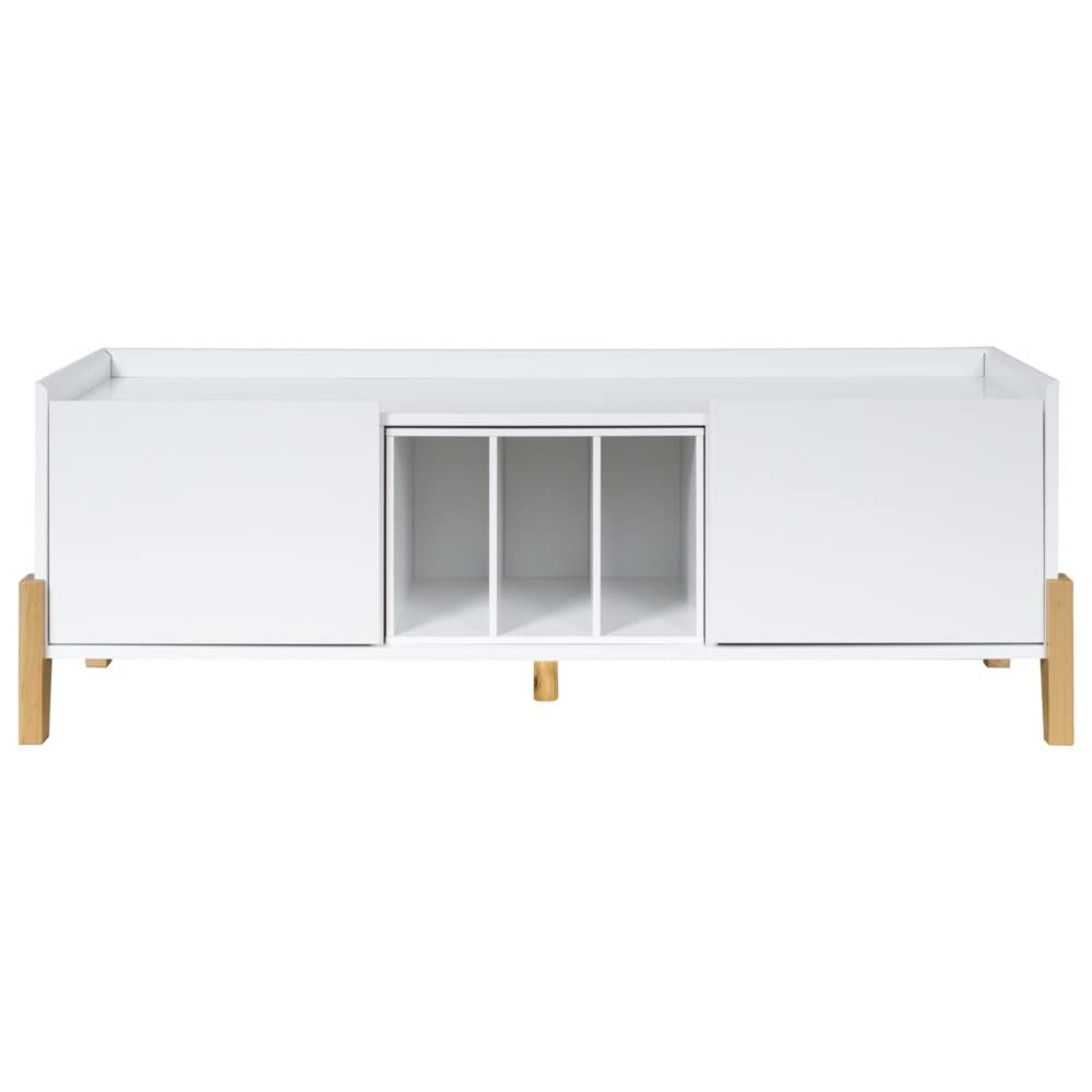 NYCSUOANI 55 Inch TV Stand with Storage - White MDF Media Console for Living Room, Bedroom & Home Theater - Perfect for Flat Screen TVs & Entertainment Centers