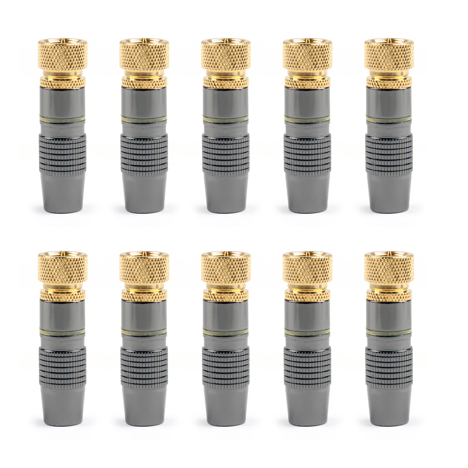 10-Pack F Connector Solder Plug Assembly - Male RF Coaxial Cable for TV Satellite Antenna - Perfect for DIY Cable TV & Satellite Dish Installations