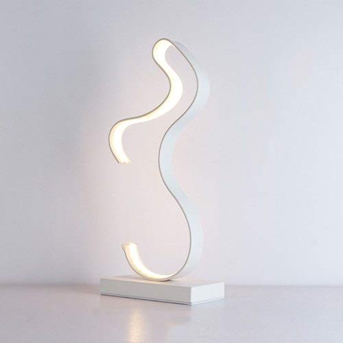GUOCC Modern 3-Color Dimmable 12W LED Desk Lamp - Adjustable Serpentine Art Light for Bedroom, Office & Study | Energy Saving Nightstand Lamp with Simple Metal Design (White)