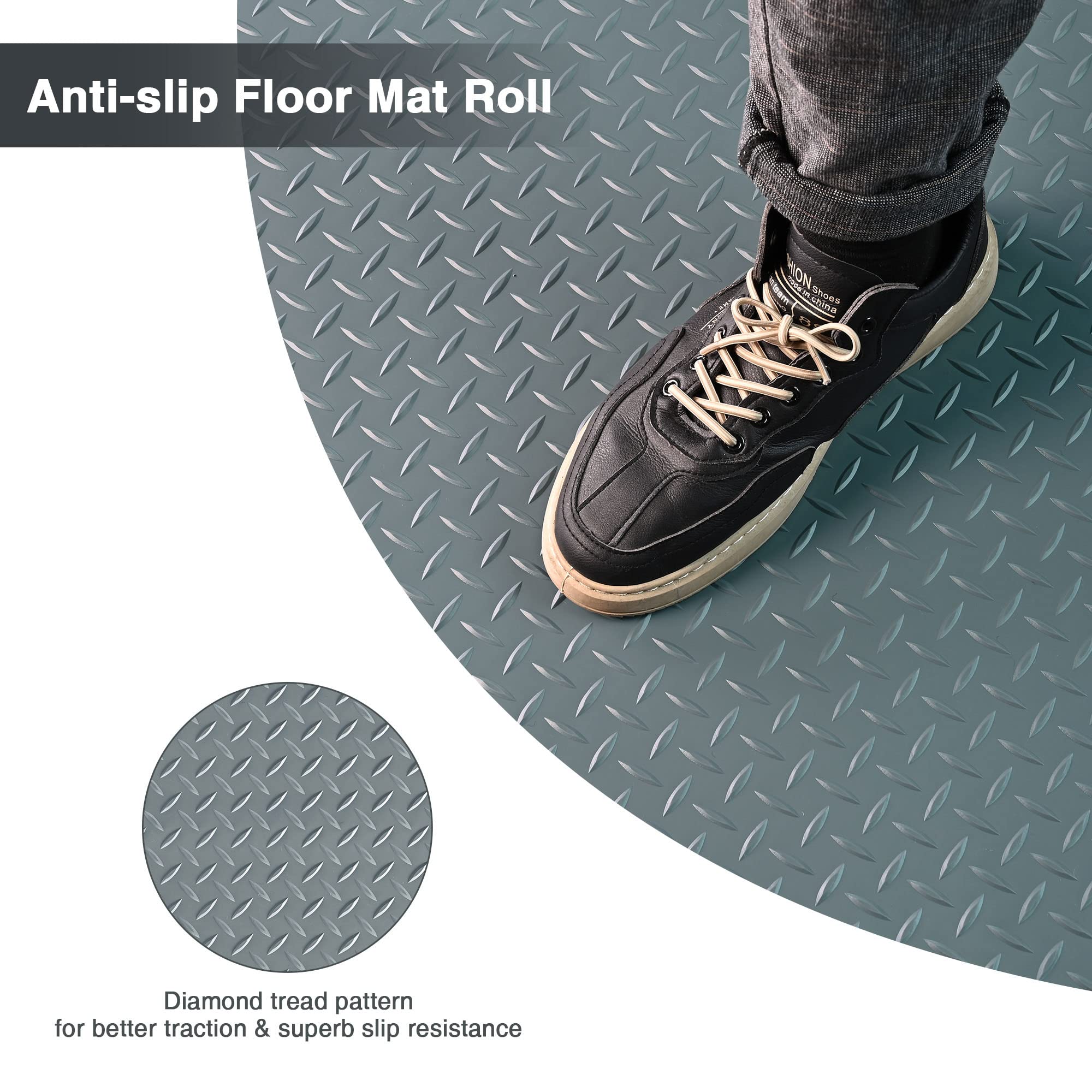 Yescom Heavy Duty PVC Garage Floor Mat Roll - 19.5x6.5 Ft Diamond Pattern Car Parking Mat for Garage, Warehouse, Gym & Basement - Protects Floors from Oil, Dirt & Moisture - Ideal for Vehicle Parking, Workout Areas & Storage Spaces