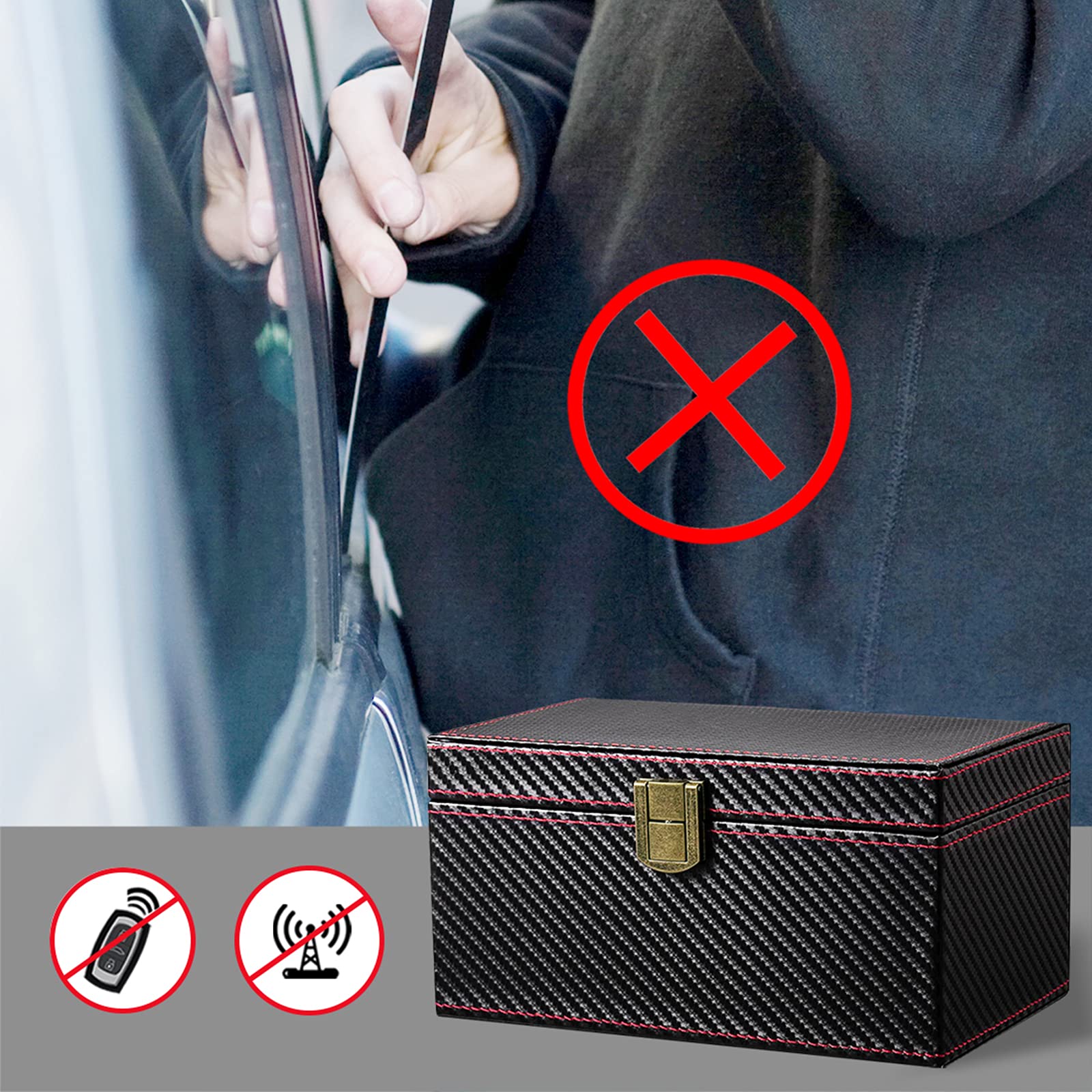 Premium Faraday Box for Car Keys - Leather RFID Signal Blocker, Anti-Theft Faraday Cage Protects Key Fobs from Hacking & Relay Theft | Ideal for Tesla, BMW, Mercedes & Modern Vehicles (Home & Travel Security)