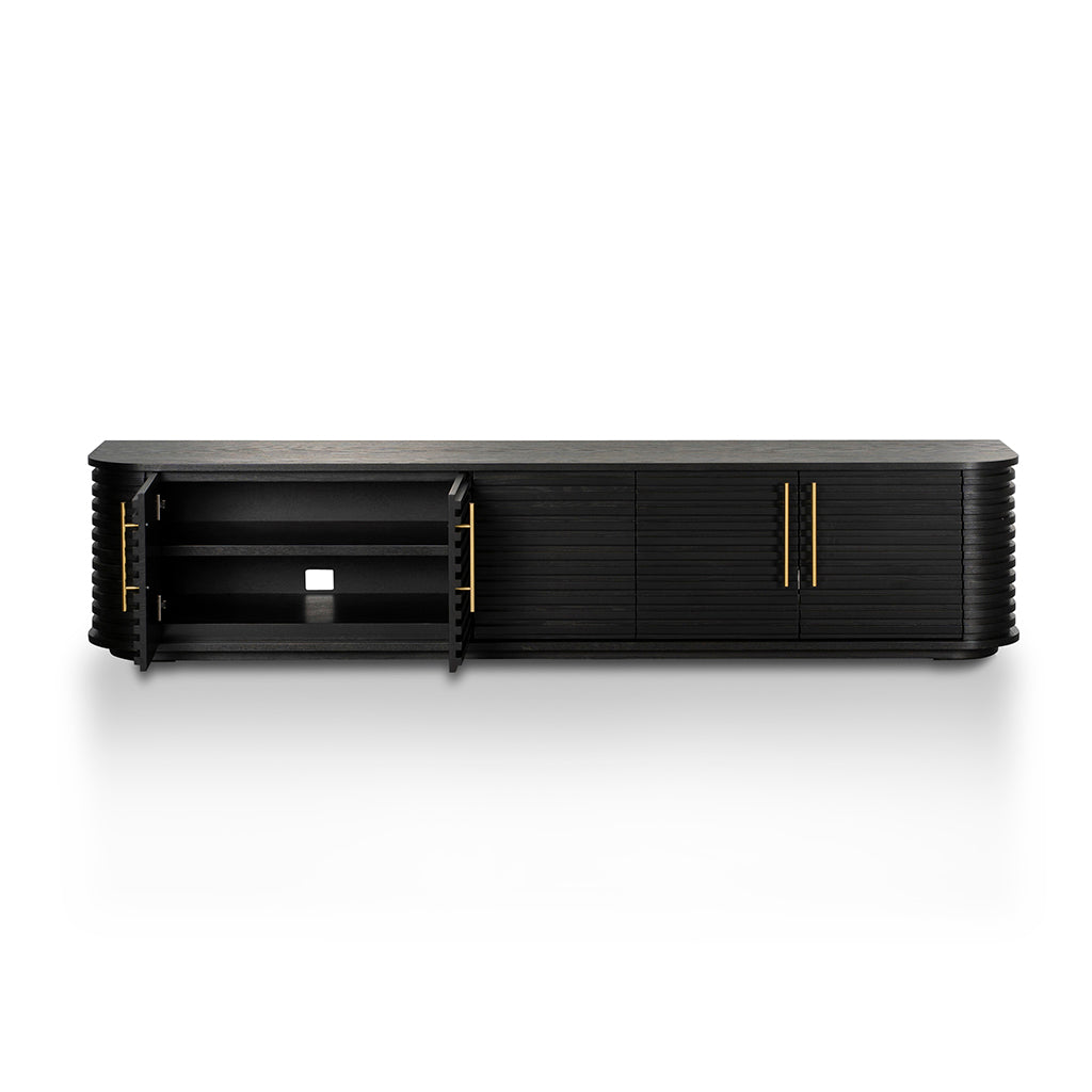 2.3m TV Stand Entertainment Center - Textured Espresso Black Finish for Living Room, Home Theater & Media Storage