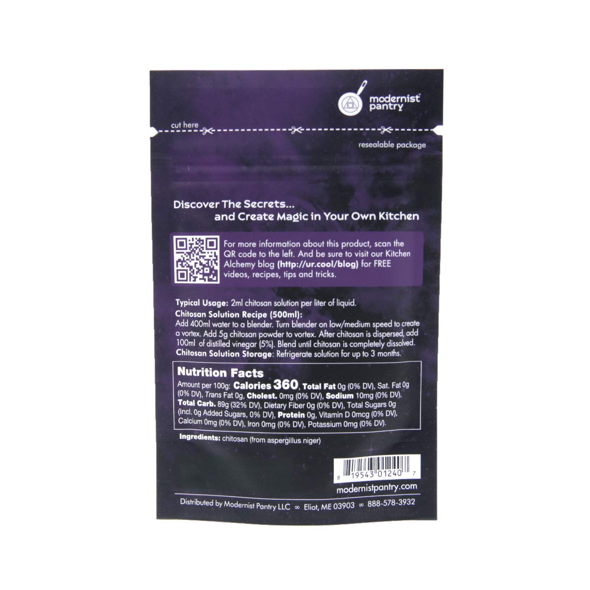 Chitosan Supplement (Plant-Based) - Gluten-Free, Vegan, Non-GMO - 5g/0.2oz - Supports Weight Management & Digestive Health