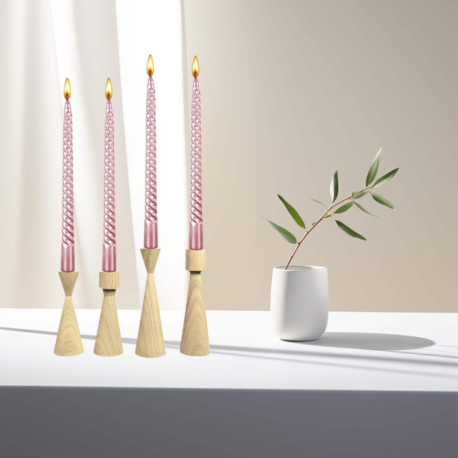 Kemladio 10 Inch Pink Unscented Taper Candles - 8 Pack Long Burning Dinner Candles (8 Hour Burn Time) for Romantic Dinners, Halloween Decorations & Holiday Centerpieces