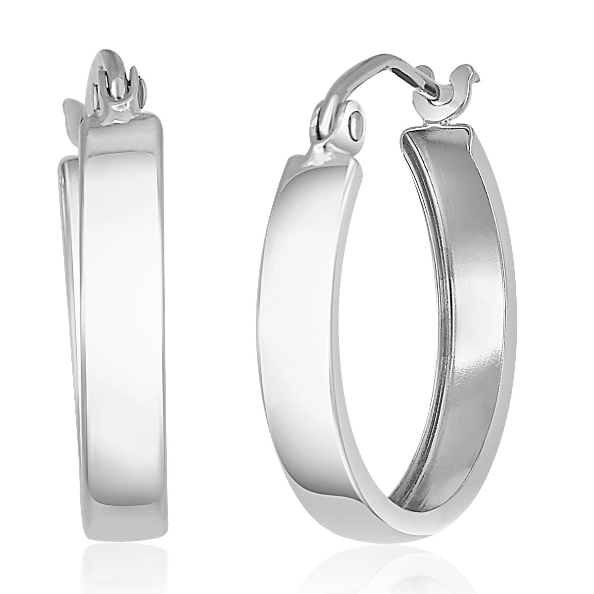 14K Real White Gold 3mm Huggie Hoop Earrings (15x15mm) – Minimalist Everyday Jewelry for Women, Perfect for Work, Date Night & Gifting