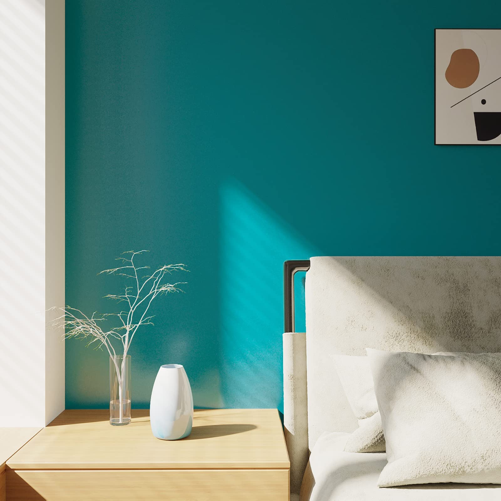 VEELIKE 15.7''x118'' Matte Turquoise Blue Peel and Stick Wallpaper - Waterproof Self-Adhesive Vinyl Contact Paper for Walls, Cabinets, Countertops & Shelves | Textured Decorative Wall Covering for Bedroom, Kitchen & Home Decor