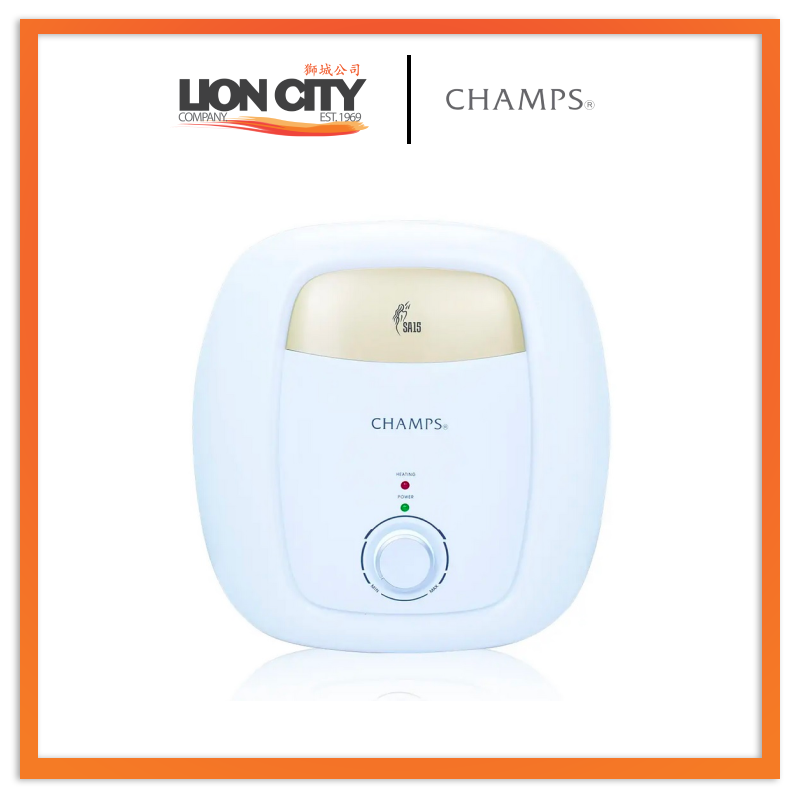 Champs SA15 15L Electric Storage Water Heater - Energy Efficient Tank for Home, RV & Camping Use