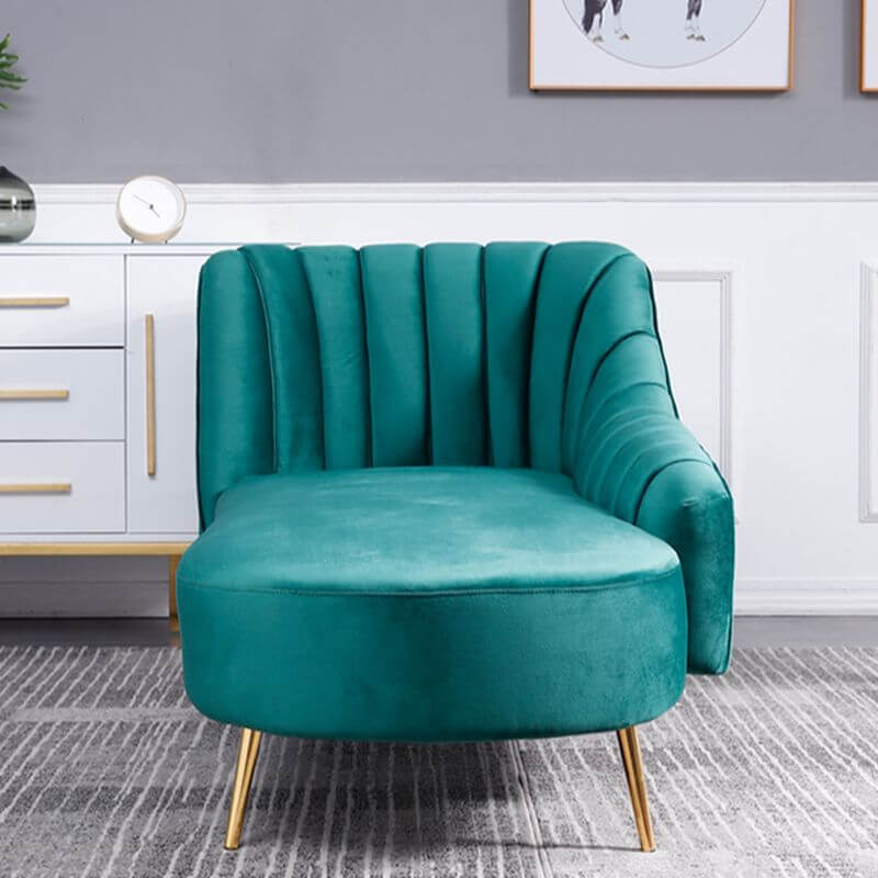 Art Deco Style Ergonomic Left/Right Hand Chaise Lounge - Lime Green for Bedroom - Perfect for Relaxing, Reading & Home Decor