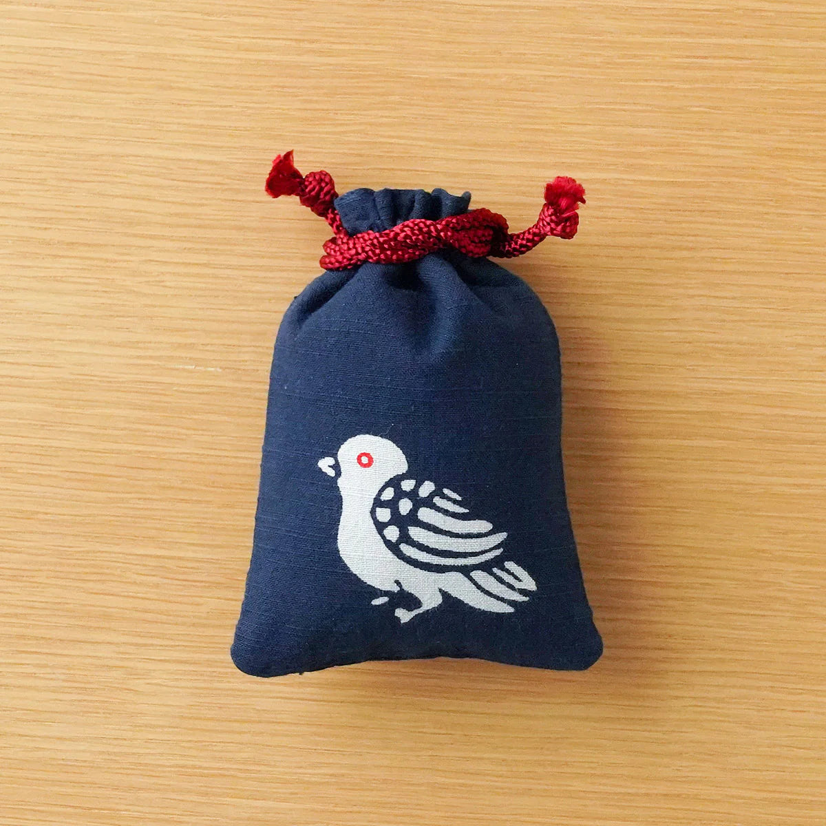 Katazome Small Talisman Pouch - Japanese Traditional Craft Drawstring Bag for Pigeon, Lucky Charm, Travel & Gift Giving