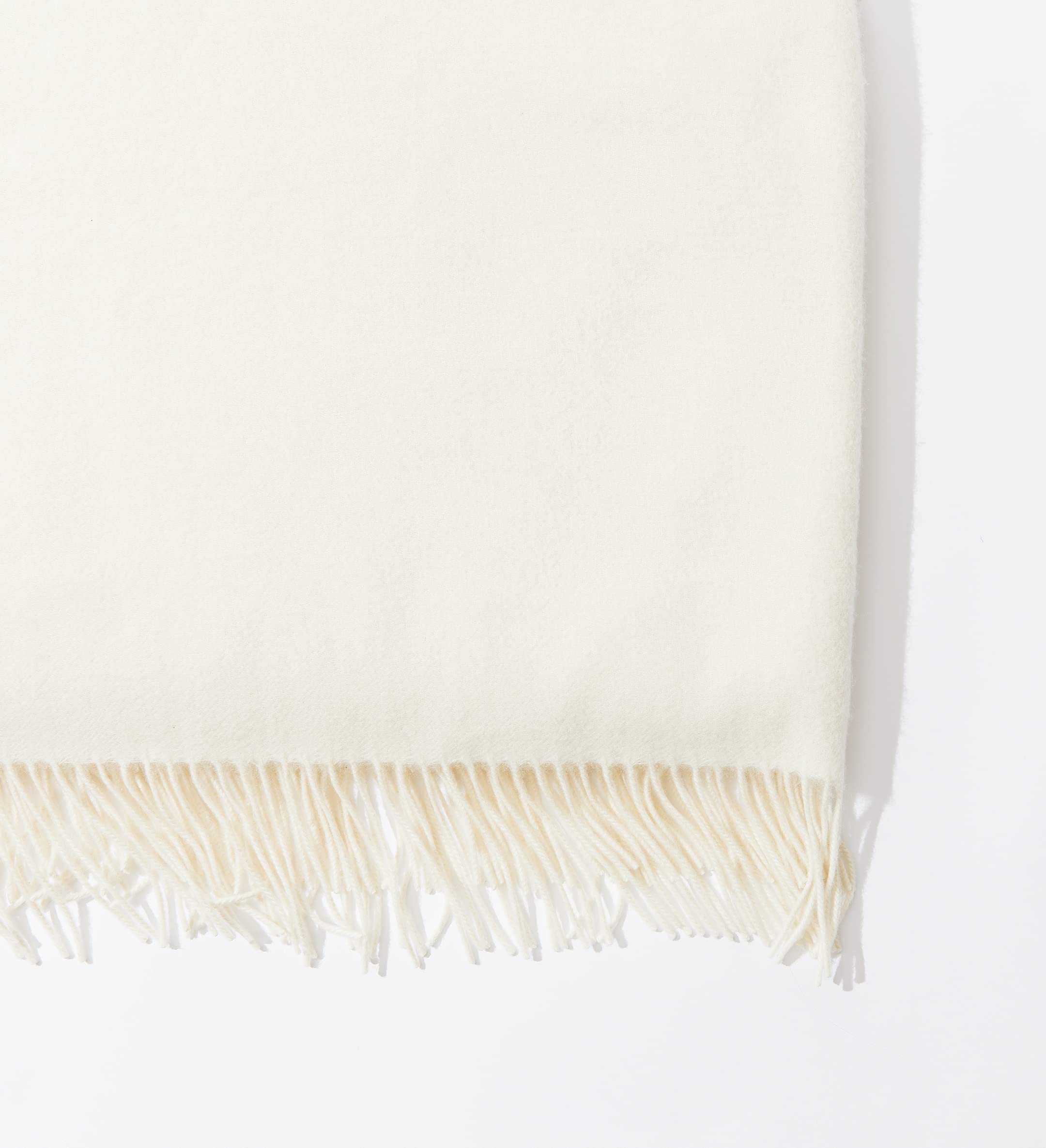 100% Pure Cashmere Throw Blanket - Ultra Soft Undyed White Luxury Blanket with Decorative Fringe for Couch, Sofa & Bed (60