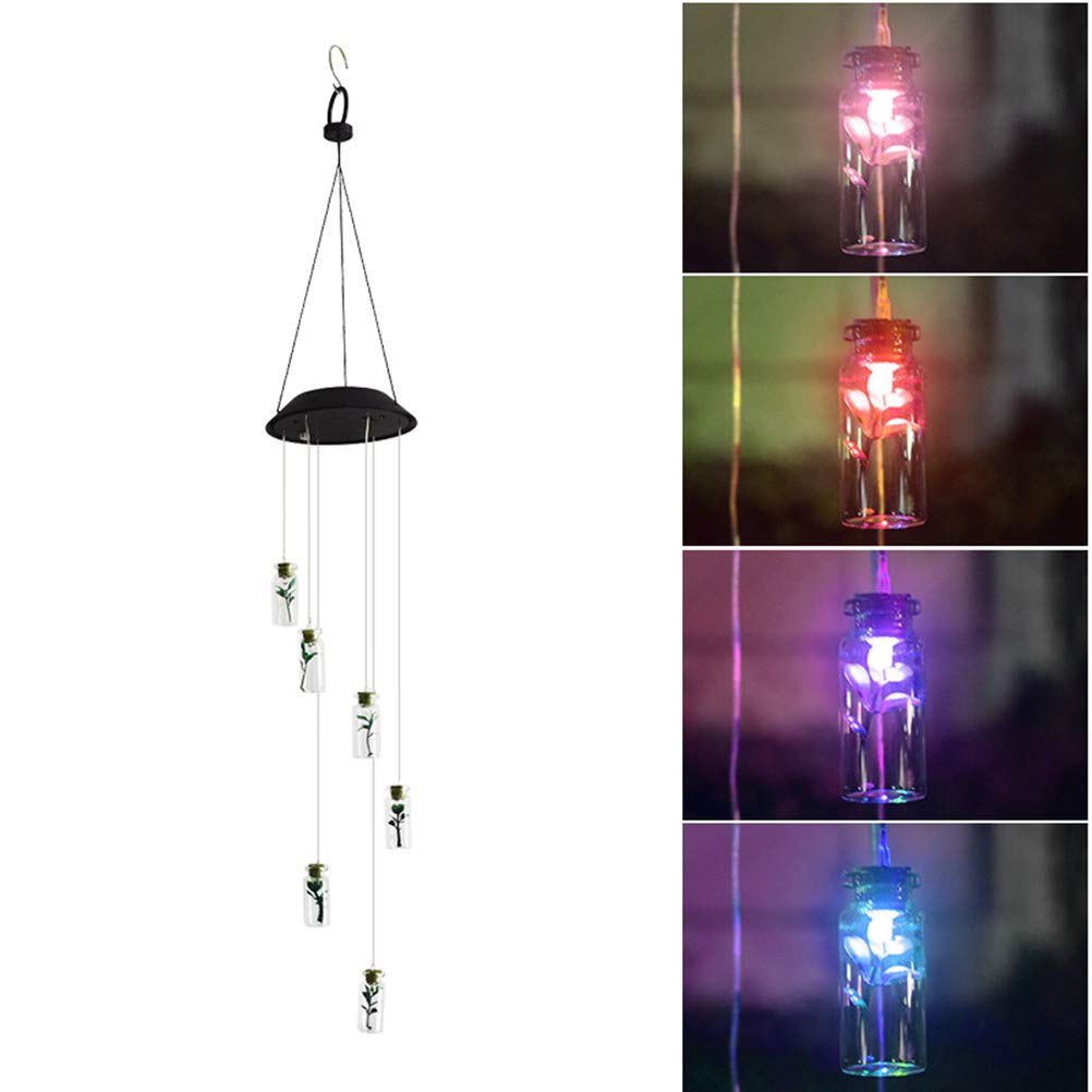 Solar Powered Wind Chime Lights - Outdoor Hanging Solar Lamp with Wind Chimes for Garden, Patio, Yard Decor - Weatherproof Landscape Lighting for Nighttime Ambience