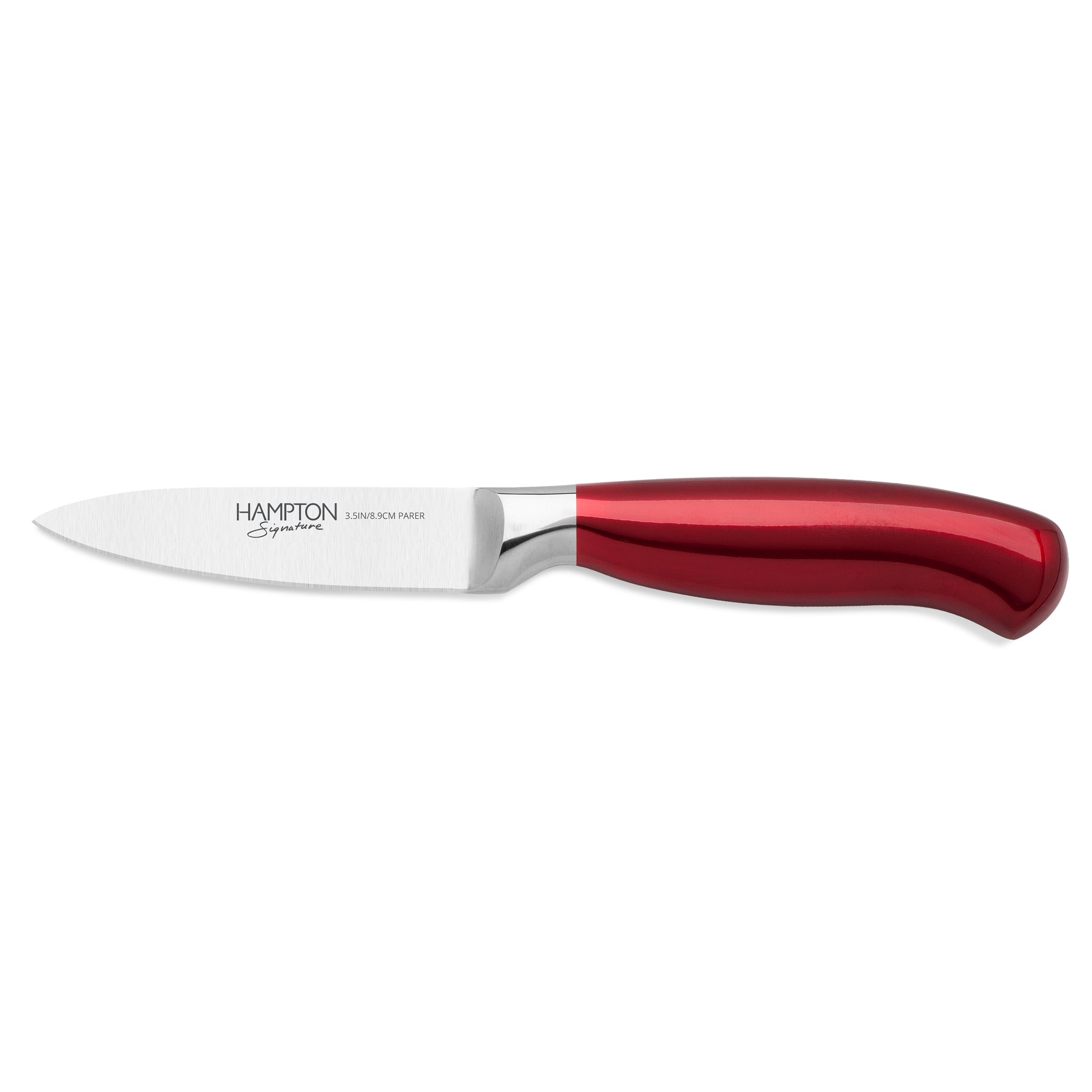Argentum Red 3.5 Inch Paring Knife with Clear Blade Guard - Premium Kitchen Knife for Peeling, Slicing & Precision Cutting Fruits Vegetables - Ideal for Home Cooking & Professional Chefs