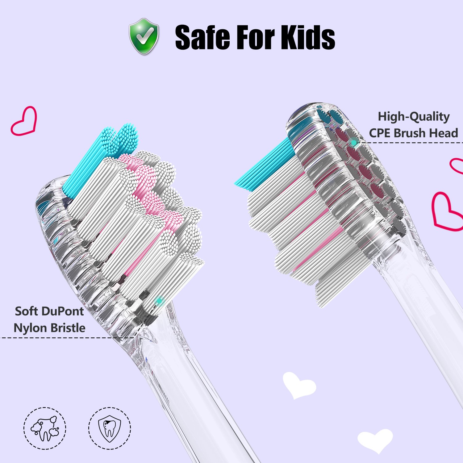 DADA-TECH Kids Electric Toothbrush - Soft Bristles Battery Powered Toothbrush with 2-Minute Timer for Children (Pink & Blue) - Perfect for Daily Oral Care & Healthy Teeth Habits