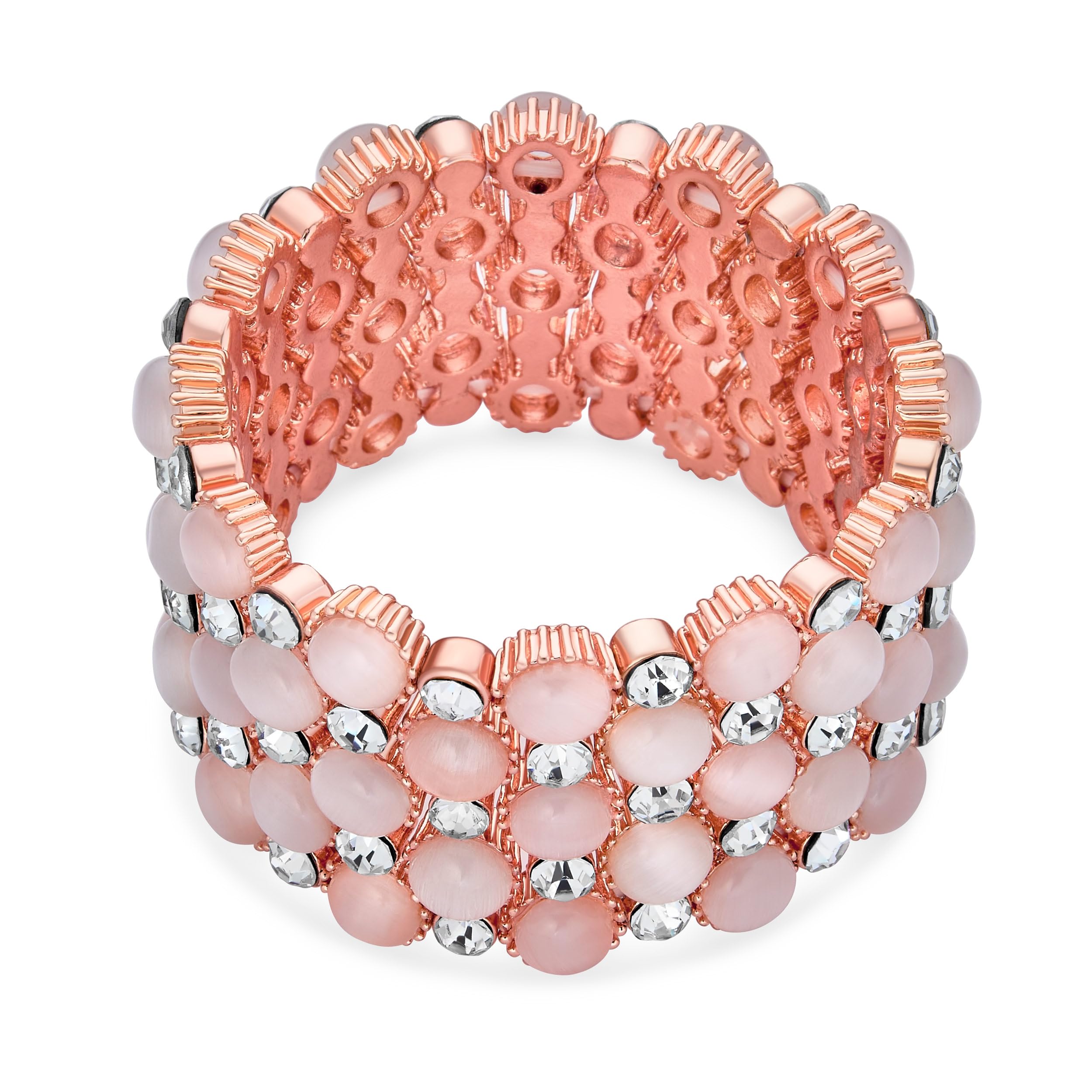 Rose Gold Plated Crystal Stretch Bracelet for Women - Prom & Party Jewelry