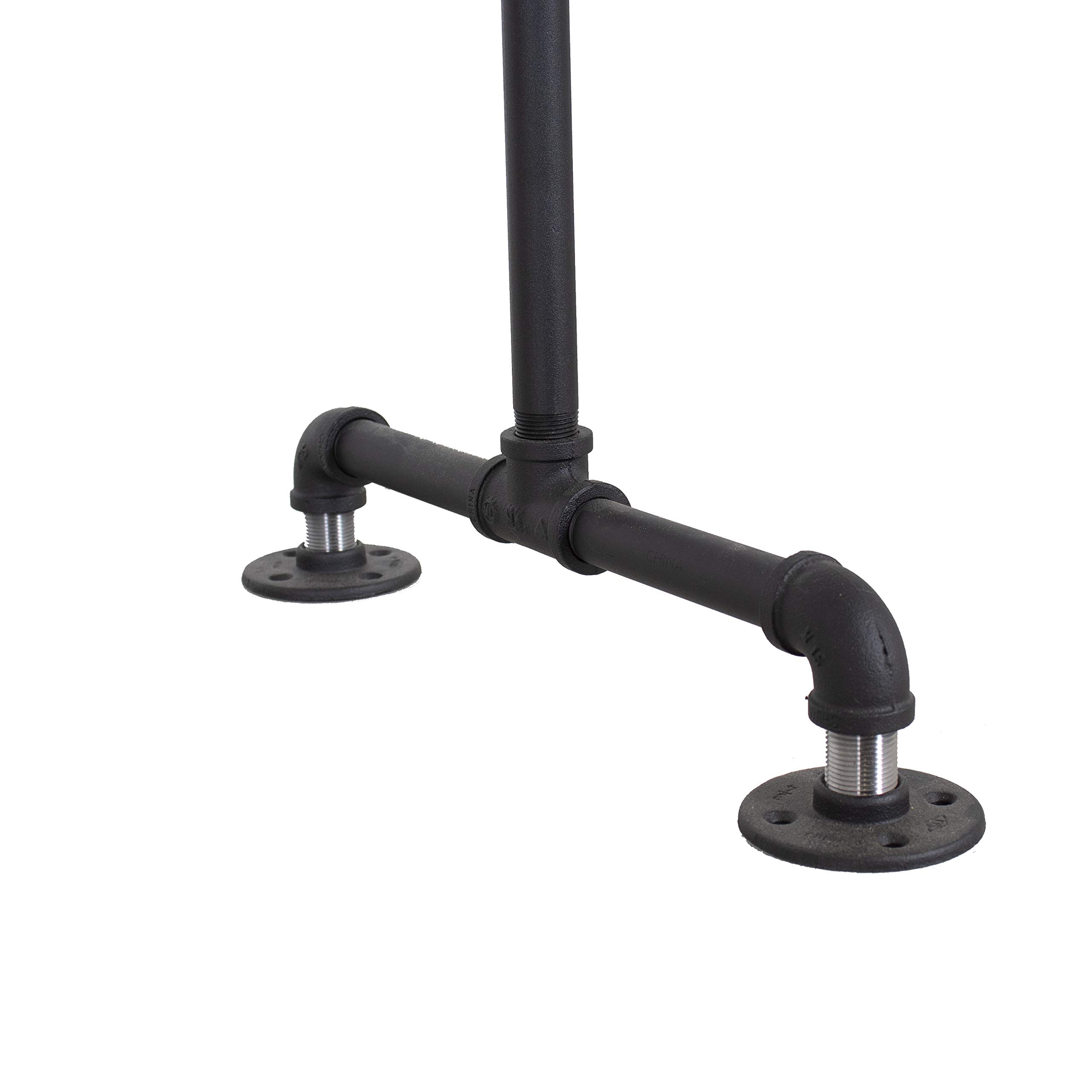 William Roberts Vintage Industrial Heavy Duty Hanging Rod Garment Rolling Closet Organizer Rack - 48 Inch with Flange Feet for Bedroom, Closet & Laundry Room Organization