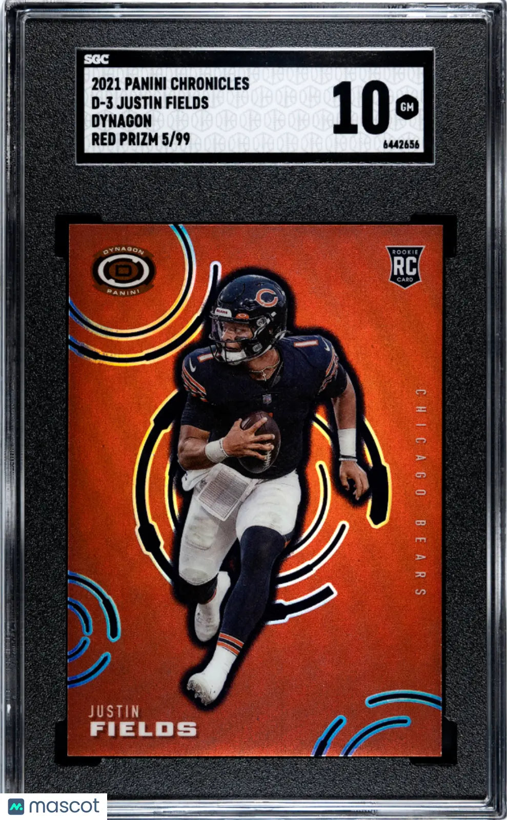 2021 Panini Chronicles Justin Fields Rookie Card SGC 10 Dynagon Red Prizm /99 - Rare Collectible for NFL Fans & Sports Memorabilia Enthusiasts