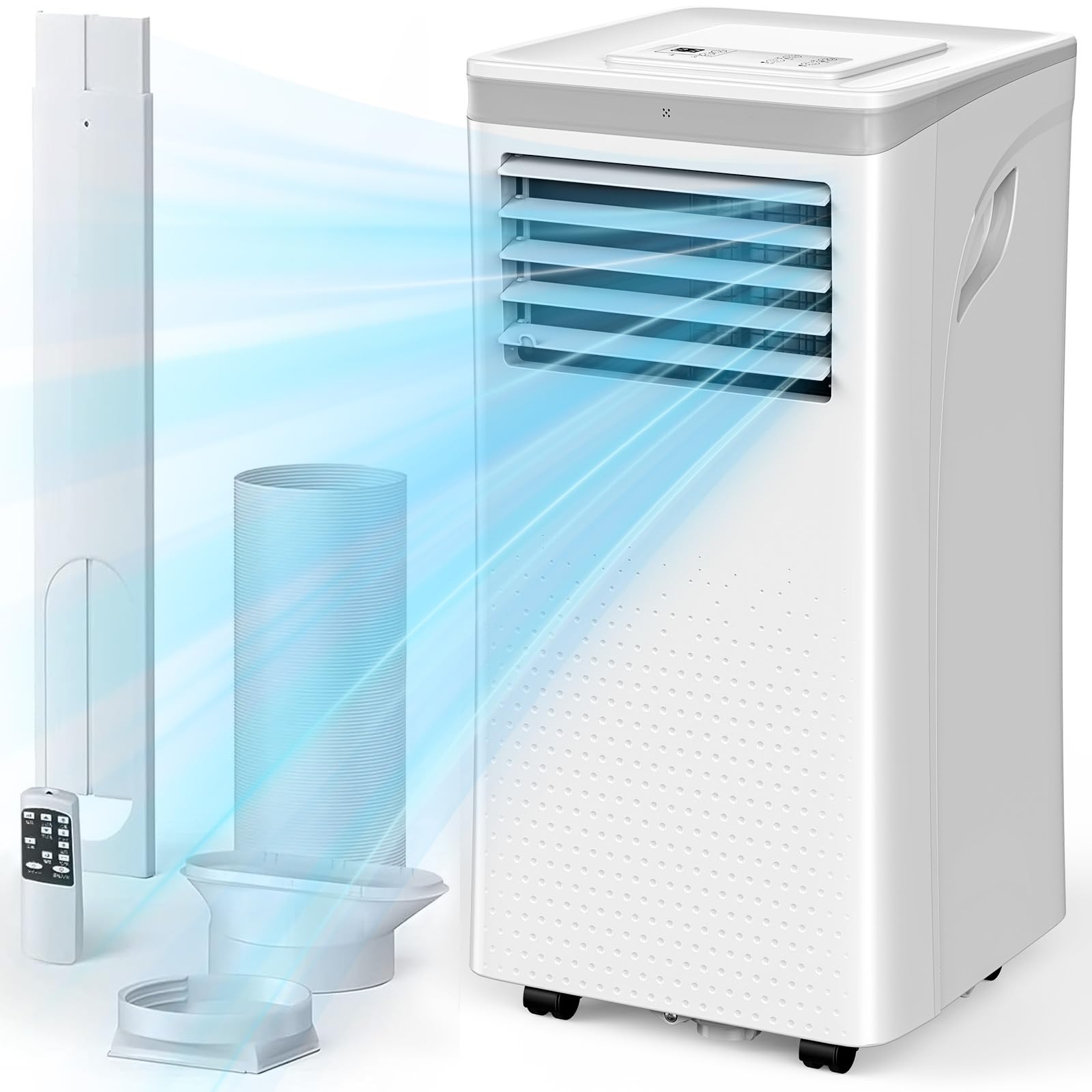 Joy Pebble 8000 BTU Portable Air Conditioner - 3-in-1 Cooling Unit with Fan & Dehumidifier for Small Rooms Up to 350 sq.ft - Energy Efficient ECO Mode, 2 Fan Speeds, 24H Timer & Remote Control - Perfect for Bedrooms, Offices, and Apartments