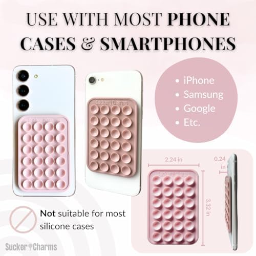 Removable & Reusable Silicone Suction Phone Mount - Universal Holder for iPhone & Android - Hands-Free Mirror Adhesive Grip for TikTok Videos & Driving - Patent Pending Sticky Phone Case Accessory (Pink-a-Licious) - Perfect for Car Dashboard, Bathroom Mirror & Office Desk