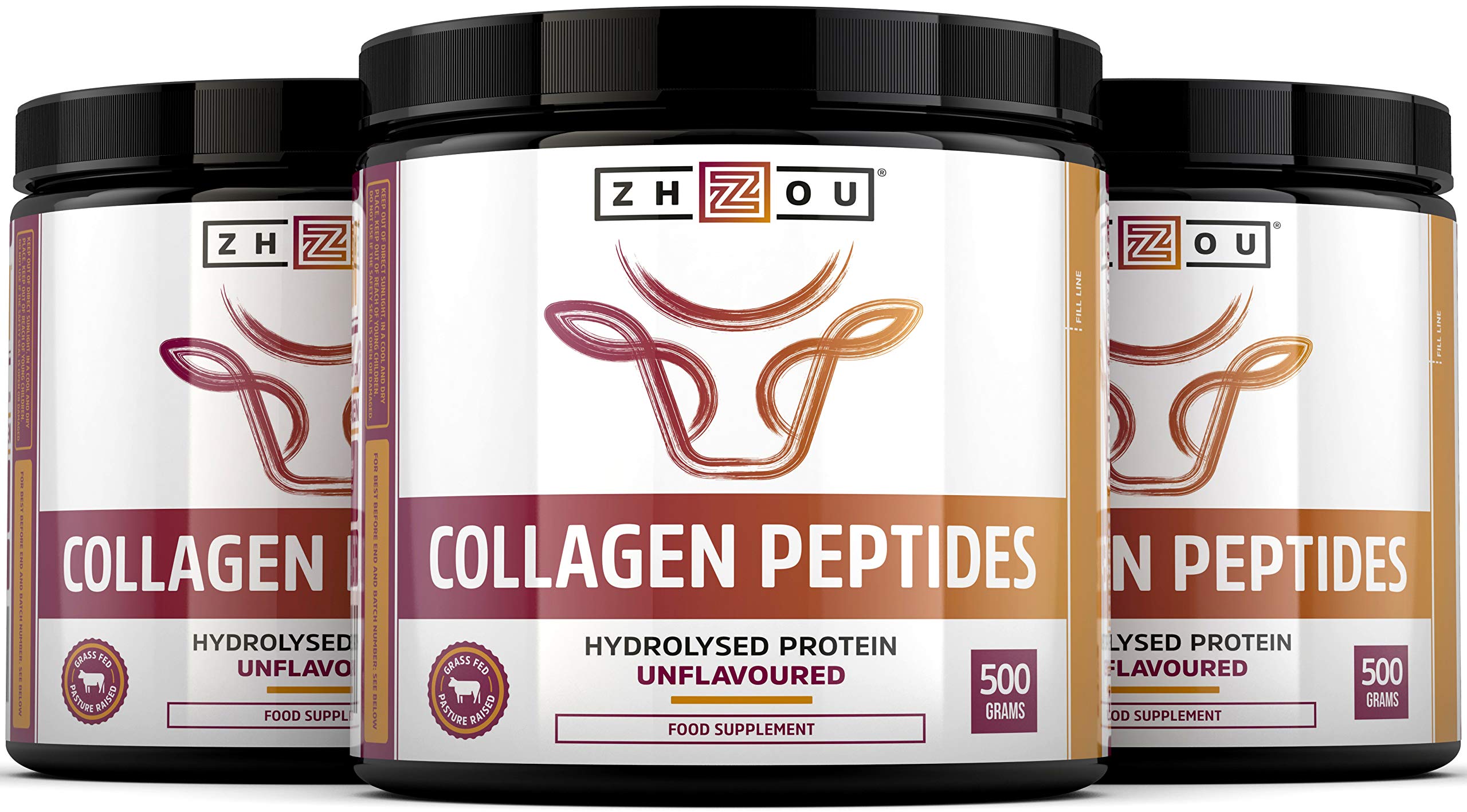 Premium Hydrolyzed Collagen Peptides Powder 500g - Grass-Fed Bovine Collagen Protein Supplement for Hair Growth, Skin Elasticity & Nail Strength - Hormone-Free, Rich in Amino Acids - Ideal for Smoothies, Coffee & Post-Workout Recovery - Zhou Nutrition