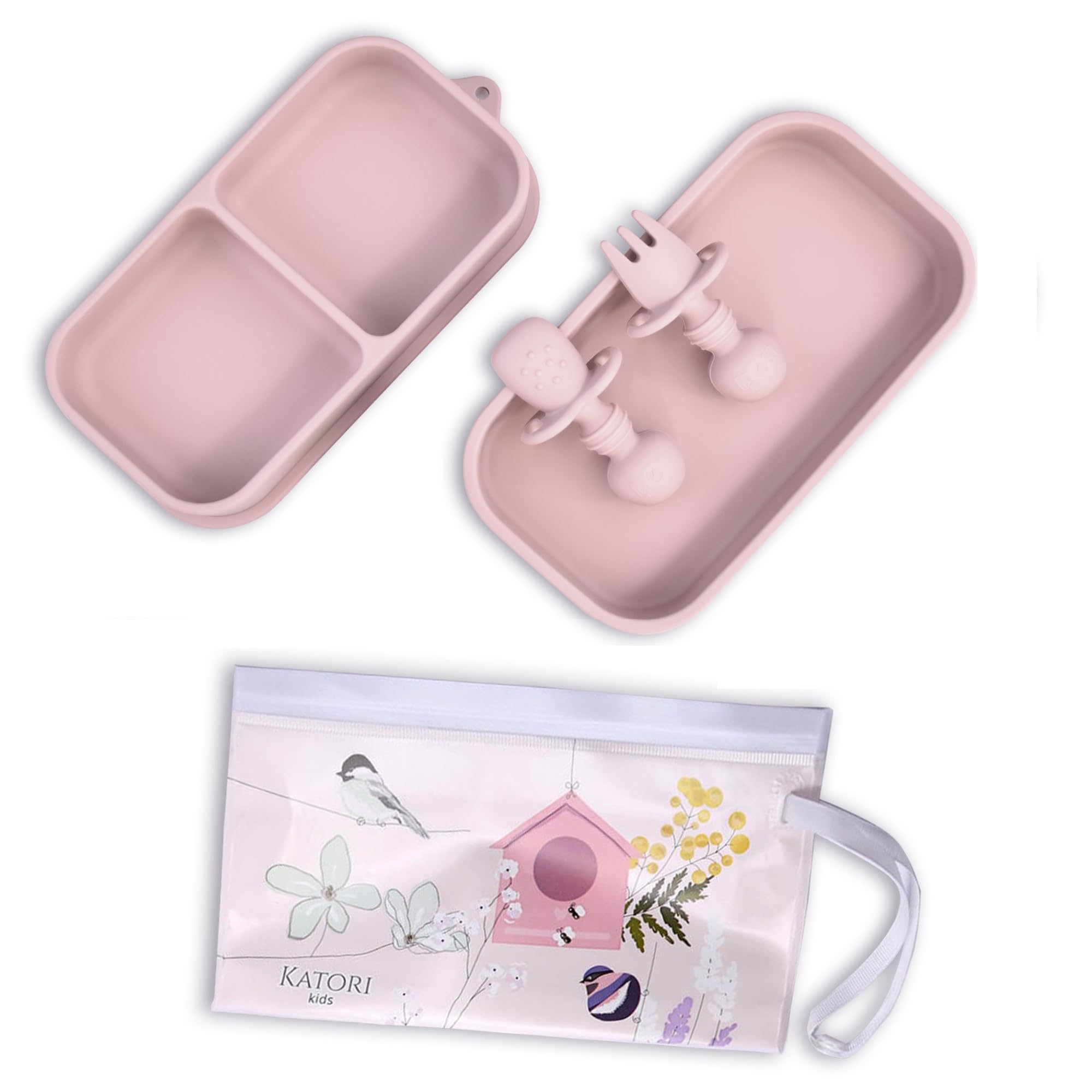 KATORI KIDS 5-Piece Silicone Suction Plate Set for Babies & Toddlers | Non-Slip Travel Feeding Bowl with Portable Storage Bag | BPA-Free Baby Dish for Home, Restaurant & Airplane Travel | Perfect Toddler Mealtime Essentials