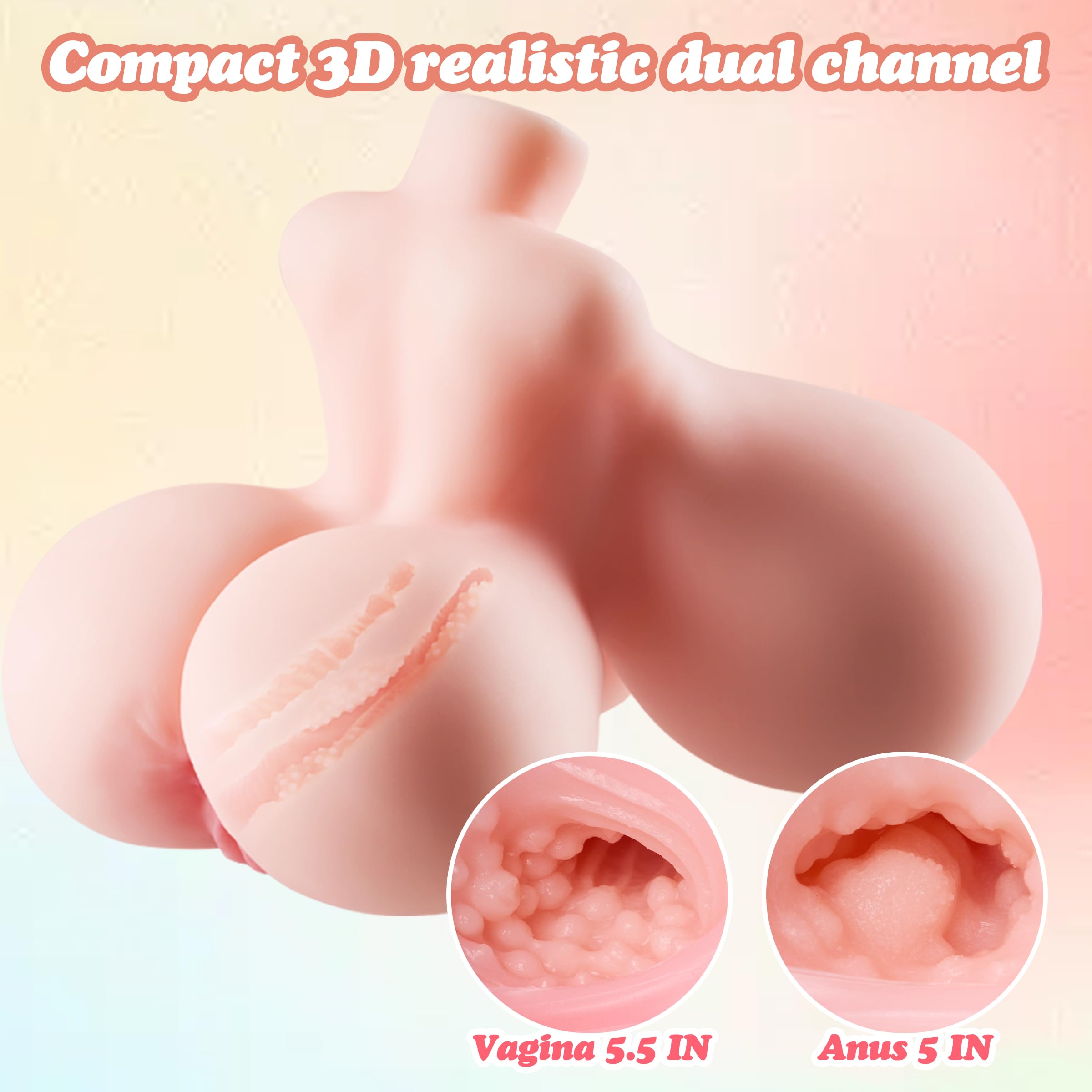 2lb Realistic Mini Torso Sex Doll for Men - Small Big Boobs Adult Love Doll with 3D Pussy & Ass, Male Masturbator Toy for Discreet Pleasure | Perfect for Solo Play, Spicing Up Relationships & Discreet Storage