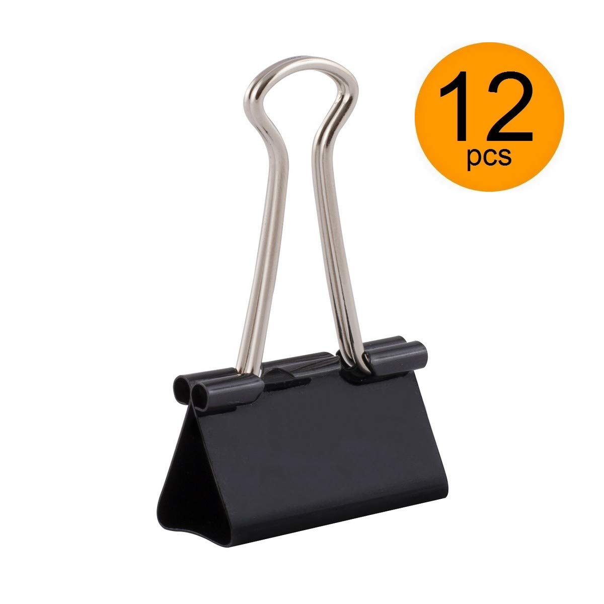 12-Pack 32mm Multi-Function Metal Binder Clips - Black Office Supplies for Documents, Notes, Writing Papers & Drawing | Perfect for Organizing Files, School Projects & Office Work