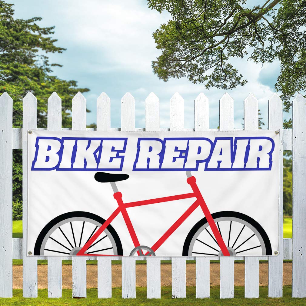 Durable Vinyl Banner for Bike Repair Business - Weatherproof Outdoor Yard Signs with 8 Grommets (48x96 Inches) - Perfect for Storefronts, Events, and Industrial Use