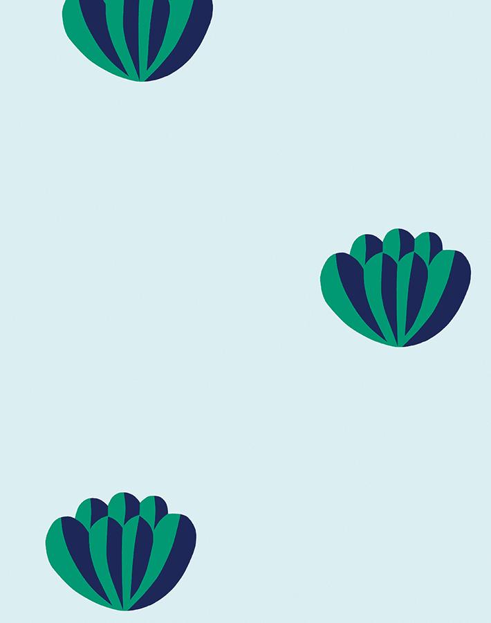 Clare V. 'Lotus' Wallpaper - Emerald & Sky Blue Peel and Stick Wallpaper for Bedroom, Living Room, Nursery Decor | Waterproof Removable Self-Adhesive Wallpaper