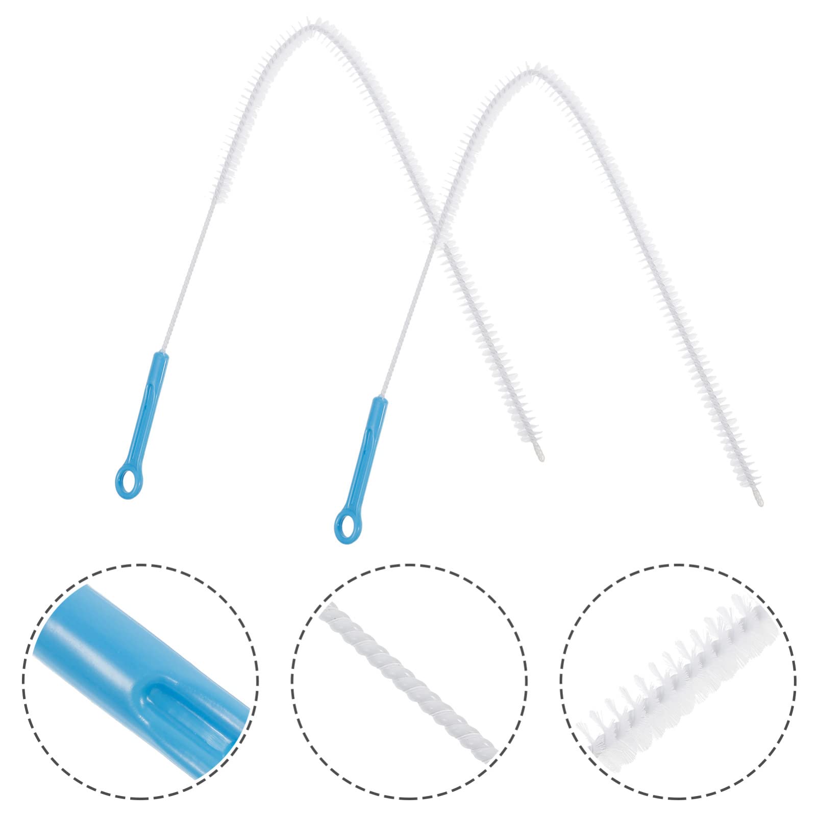 Scicalife 2-Pack Flexible Drain Cleaning Brush - Bendable Sink, Shower & Bathtub Drain Cleaner with Hair Catcher - White & Blue Overflow Drain Brush for Kitchen, Bathroom & Dishwasher (Household Sewer Maintenance Tool)