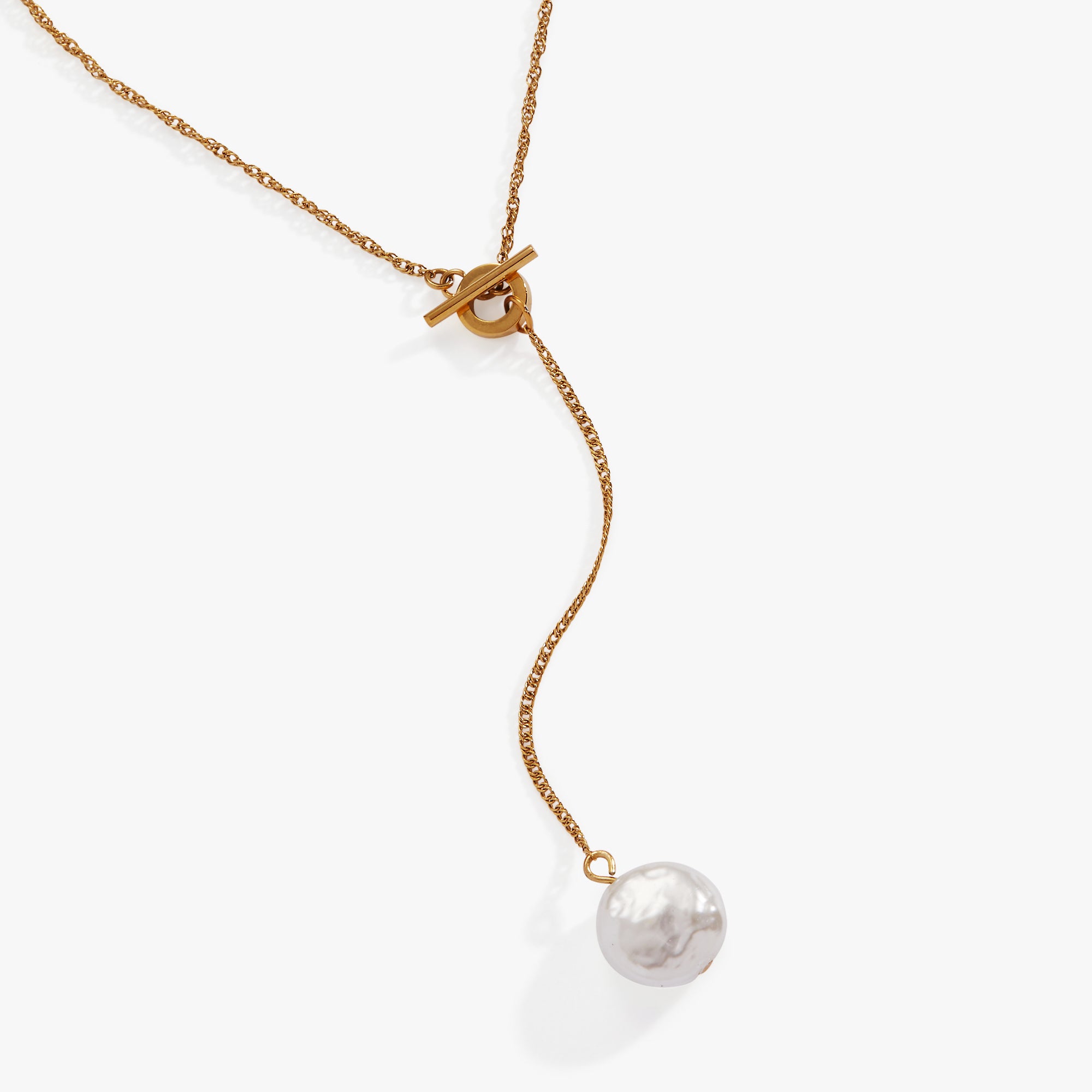 Elegant Coin Pearl Toggle Y Necklace for Women - Minimalist Dainty Jewelry Gift for Her - Perfect for Date Night & Special Occasions