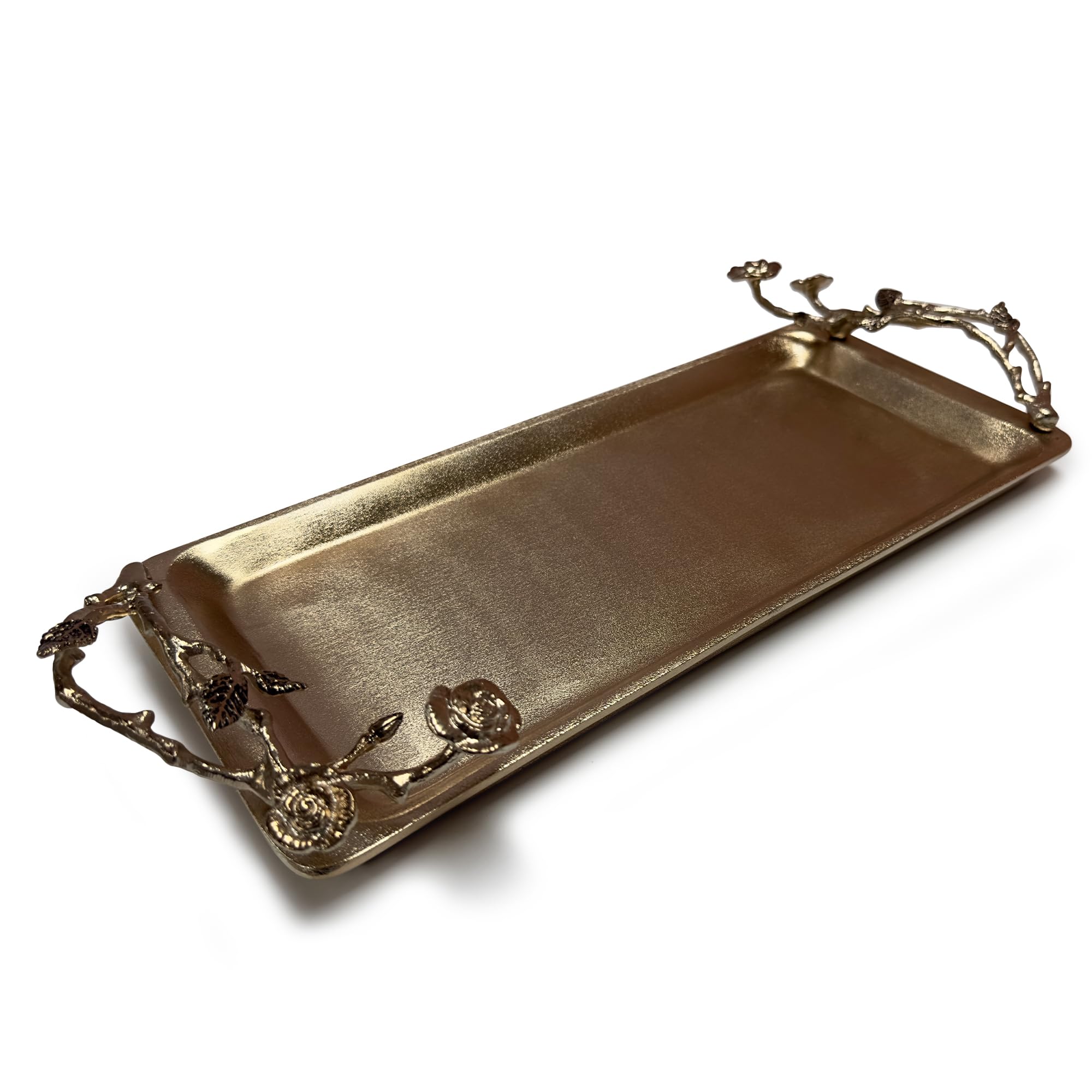 Decozen Vintage Rose Bathroom Tray - Elegant Aluminum & Brass Organizer for Towels, Lotions, Soaps | Countertop Vanity Tray for Bathroom, Kitchen, Bedroom Decor | Perfect for Spa Days, Home Styling & Gift Giving