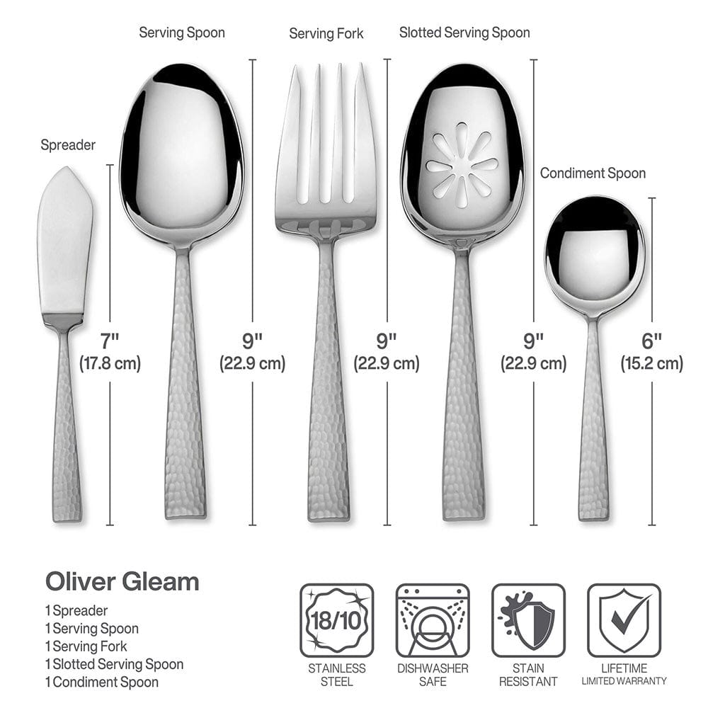 Oliver Mirror 65-Piece Stainless Steel Flatware Set - Service for 12 - Elegant Dining Silverware for Dinner Parties, Weddings & Holiday Gatherings