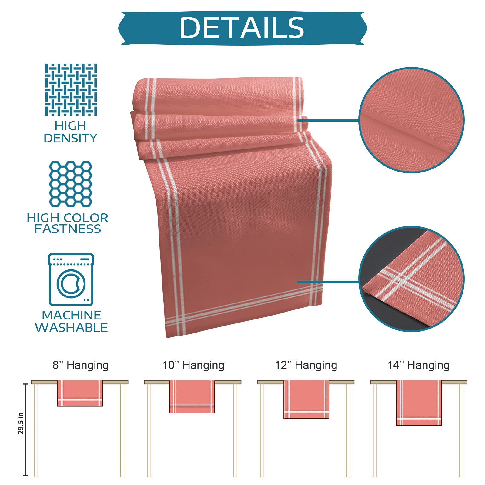 36 Inch Long Solid Coral Red Table Runner for Kitchen & Dining Room - 13x36 Inch Decorative Table Cover for Parties, Home Decor & Holiday Celebrations