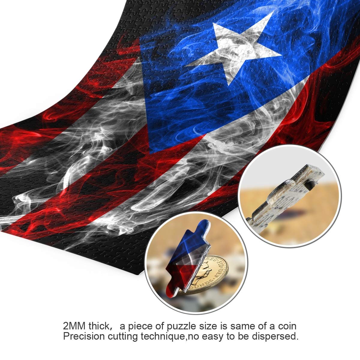 500-Piece Jigsaw Puzzle for Adults & Kids - Puerto Rico Smoke Flag Puzzle Toy | Fun Family Game Night & Educational Activity for All Ages