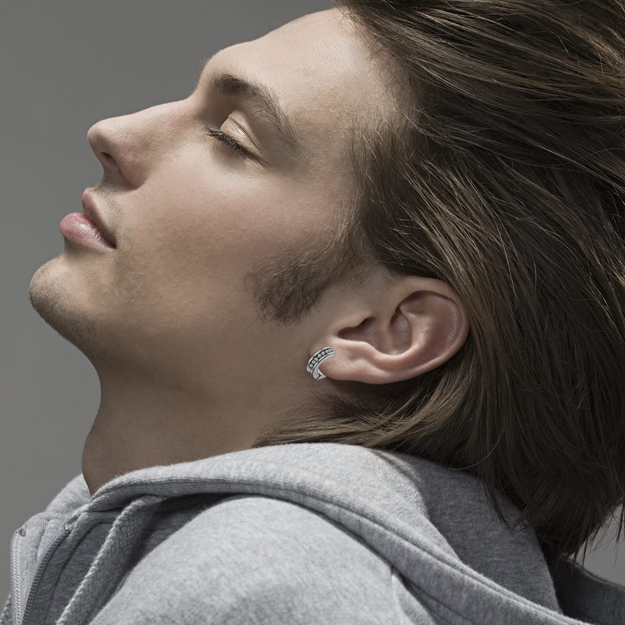 FIBO STEEL 9 Pairs Non-Piercing Clip On Earrings for Men & Women - Stainless Steel Hoop Earrings with CZ Stones | Hypoallergenic, Comfort Wear for Sensitive Ears | Perfect for Work, Parties & Special Occasions