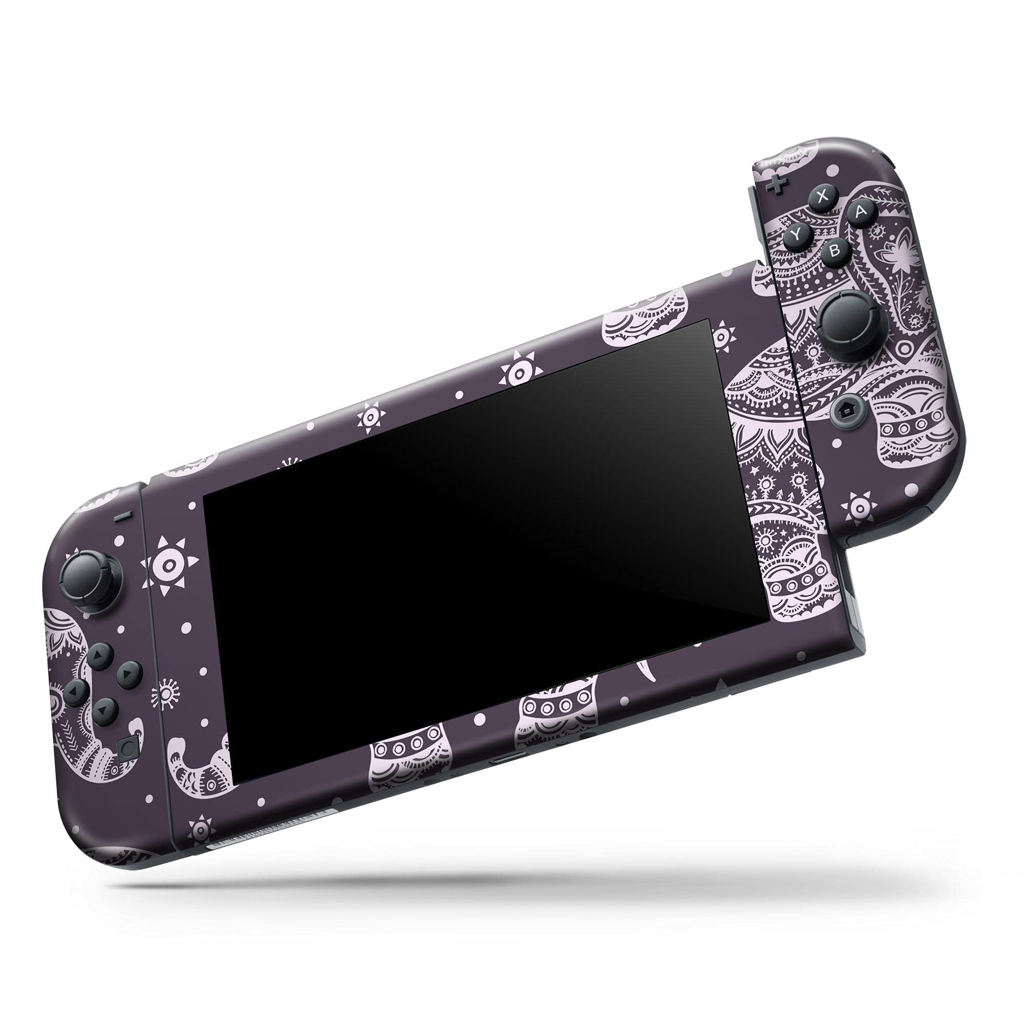 Nintendo Switch Skin Decal Cover - Purple Sacred Elephant Design - Scratch-Resistant Removable Vinyl Wrap for Switch Console & Joy-Con - Perfect for Gaming Protection and Personalization