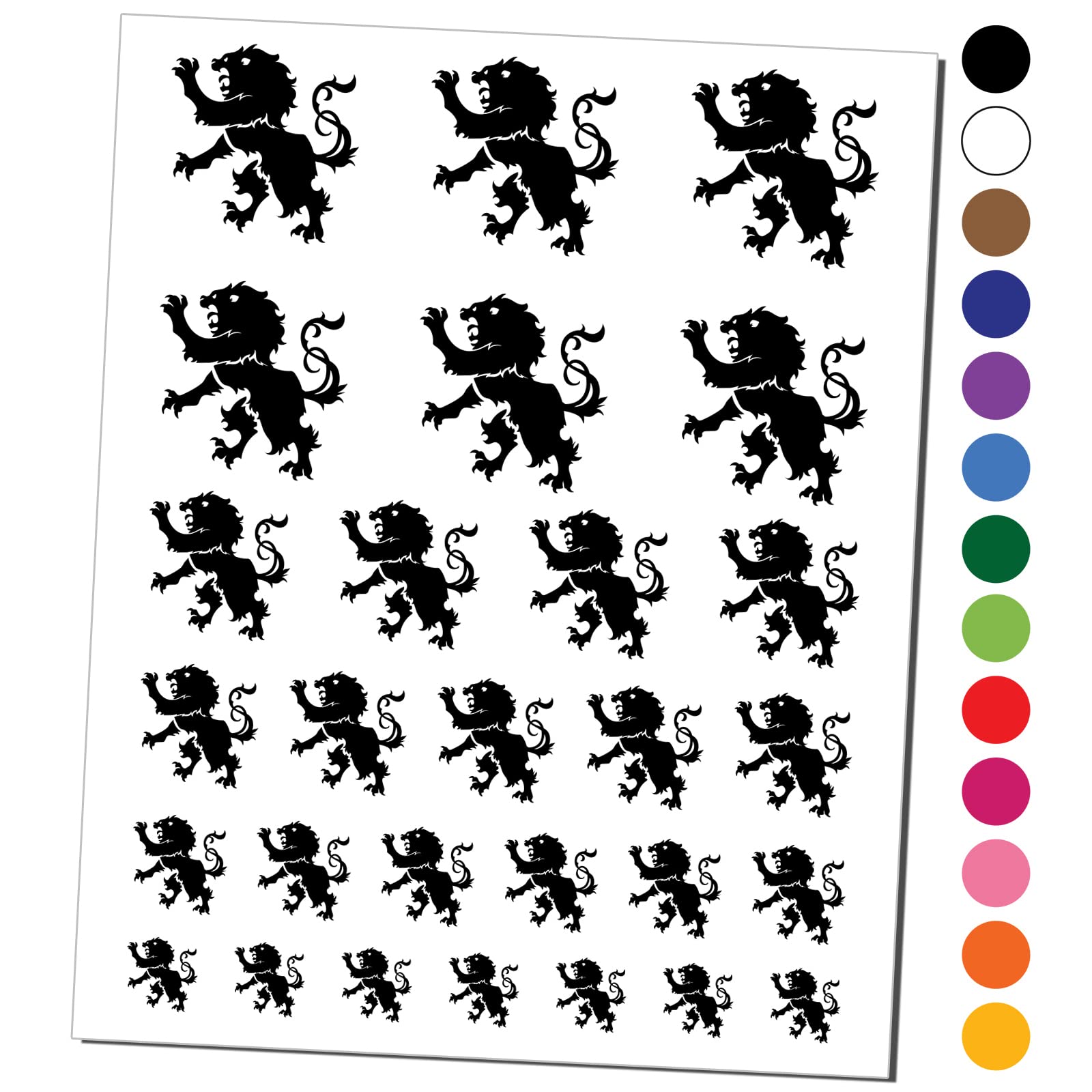Regal Heraldic Lion Temporary Tattoo Waterproof Fake Body Art Set - Black (1 Sheet) | Perfect for Costume Parties, Halloween, Cosplay & Body Decorations