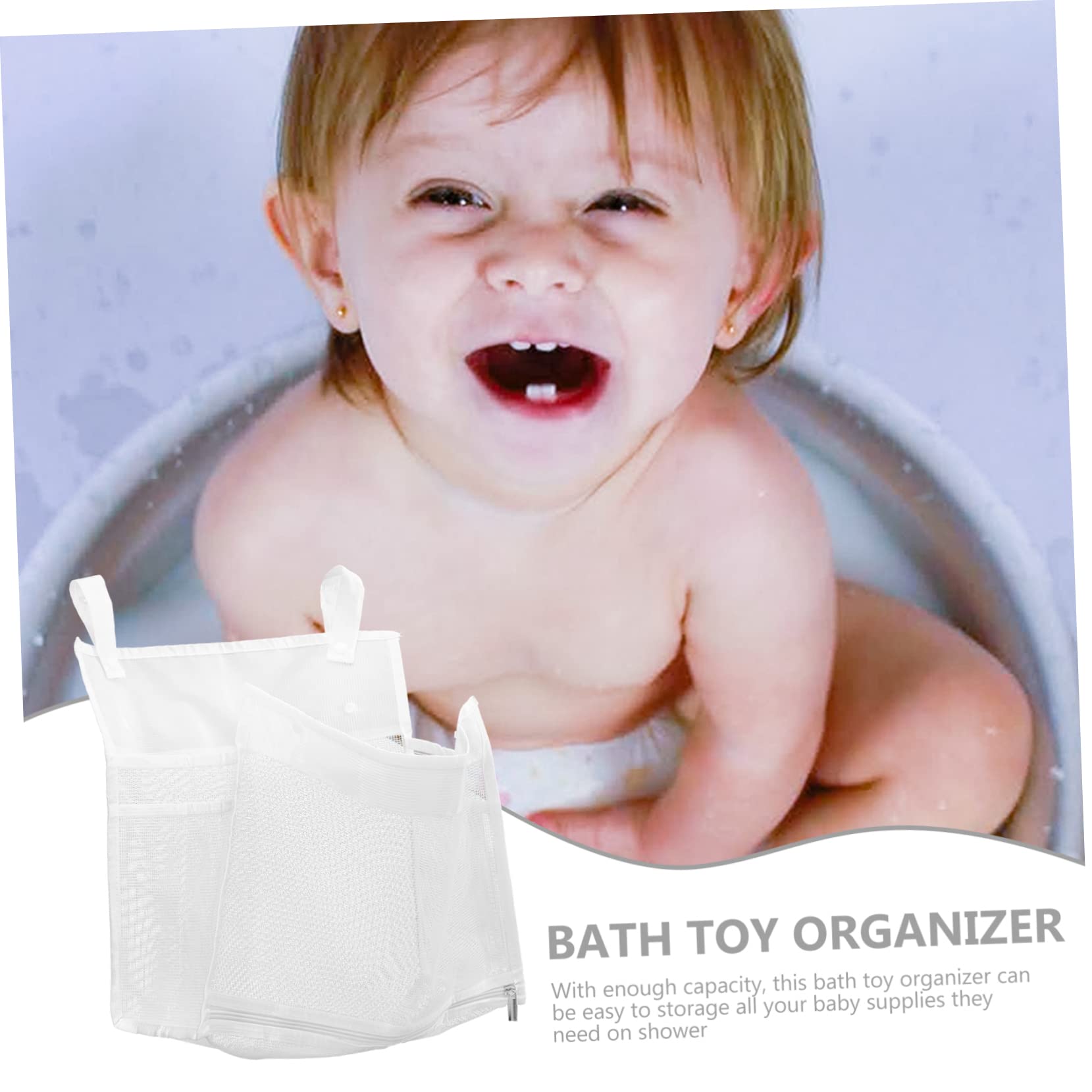 UPKOCH 3-Piece Bath Toy Organizer Set - Mesh Storage Bags for Kids Bath Toys, Durable Waterproof Toy Net for Bathtub Organization (White) - Perfect for Baby Bath Time & Nursery Toy Storage
