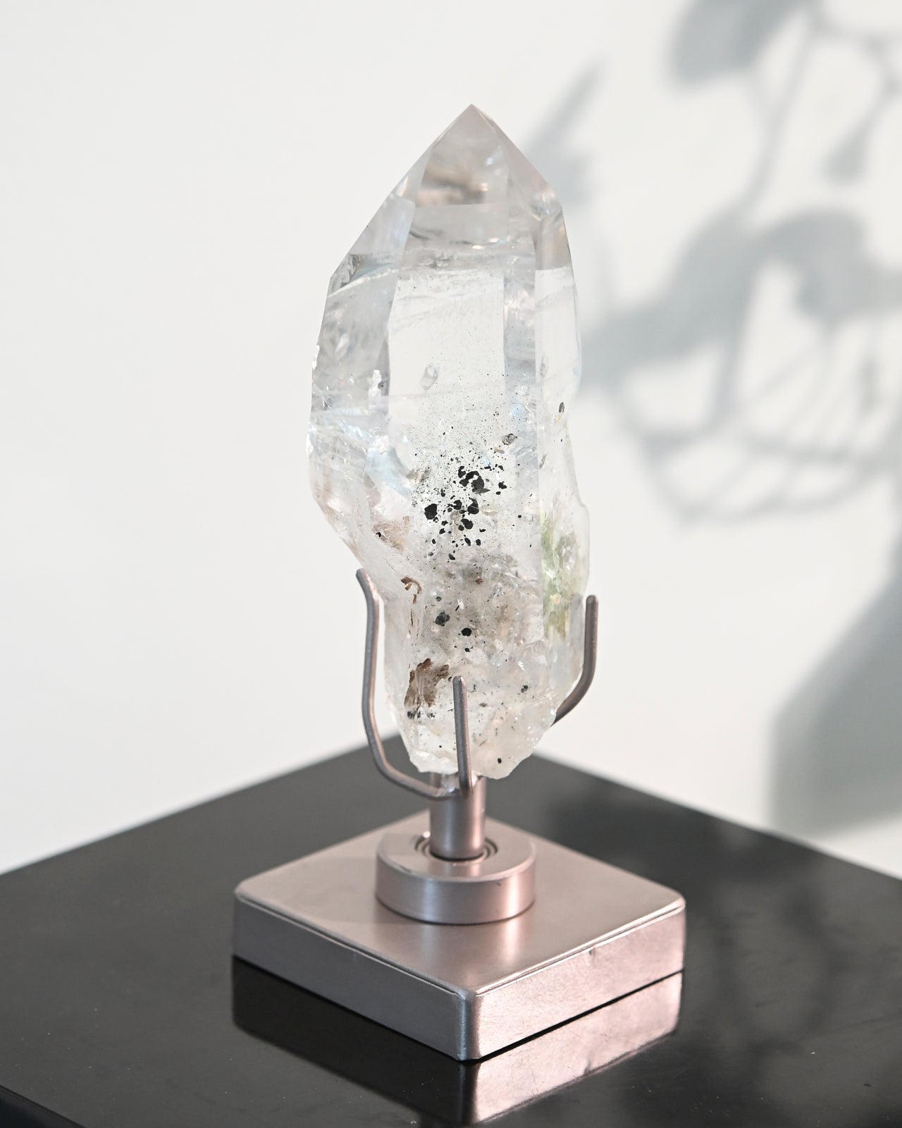 Lemurian Seed Crystal with Hematite Inclusions - Healing Stone on Display Stand | Perfect for Meditation, Energy Work & Spiritual Decor