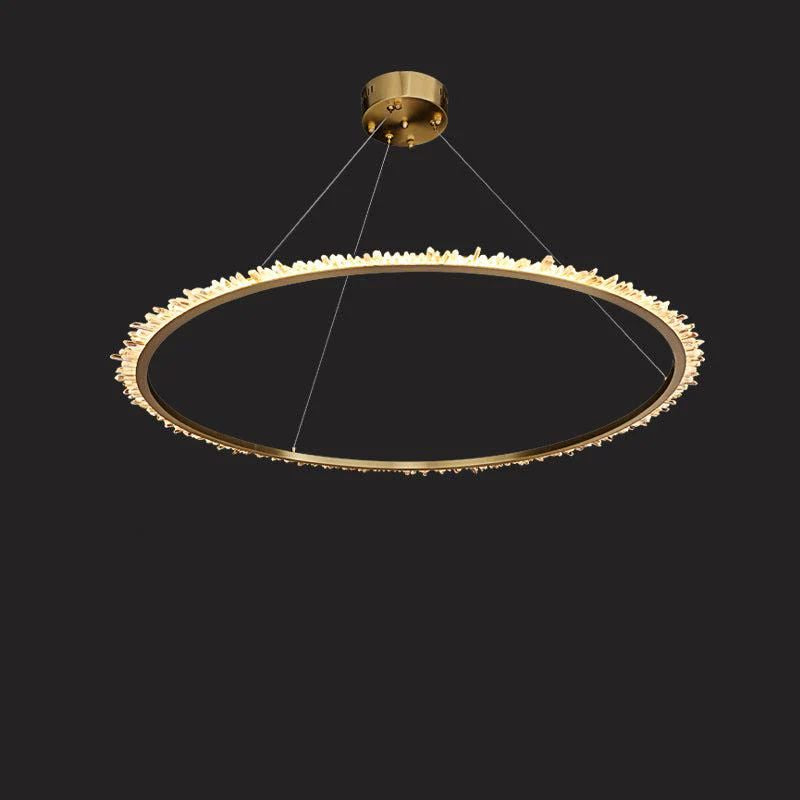 Gina Rock Crystal Ring Chandelier - Elegant Bohemian Style Ceiling Light Fixture for Living Room, Dining Room, Bedroom, and Wedding Decor