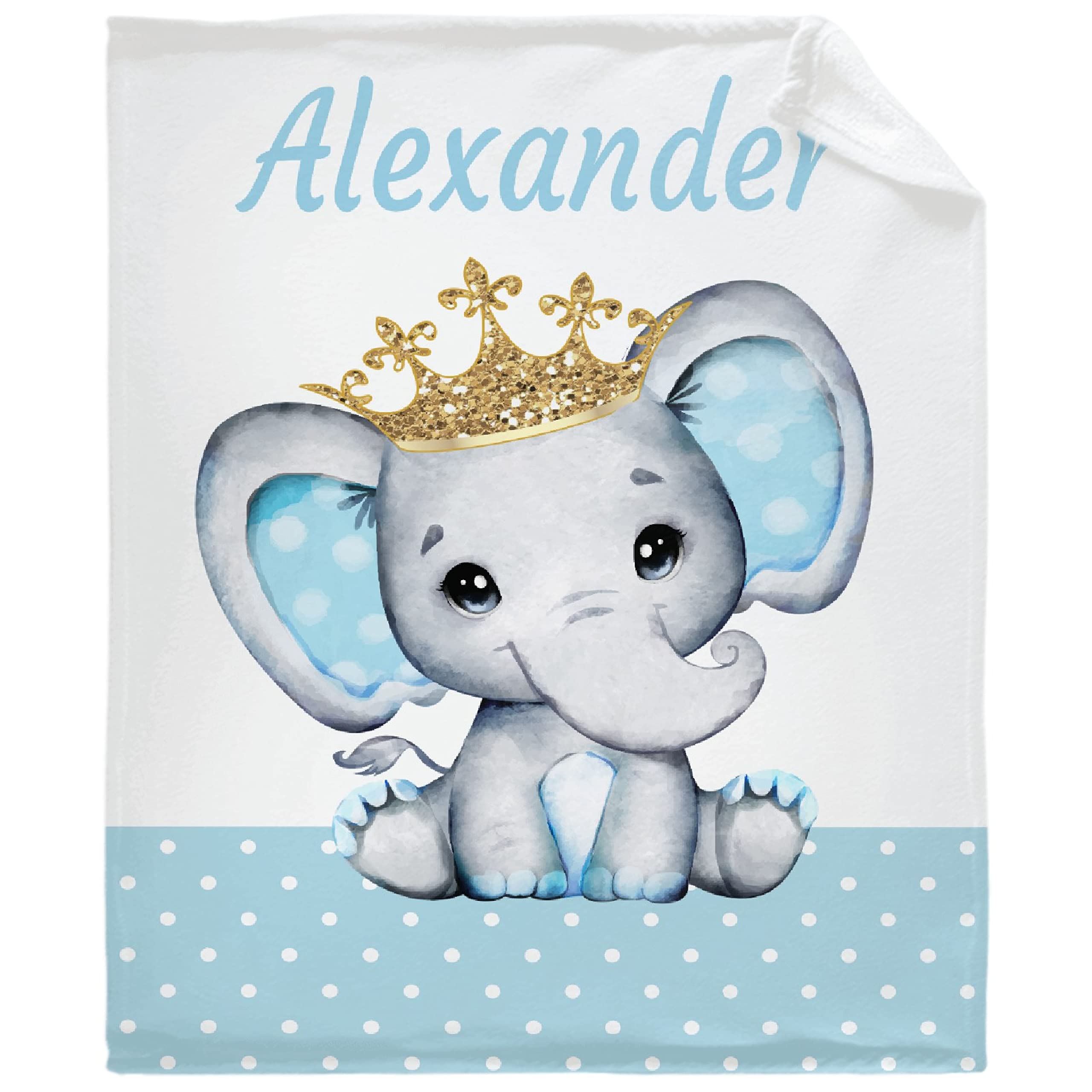 Personalized Baby Blankets for Boys - Custom Name Embroidered Soft Fleece Throw Blanket with Elephant Design in Purple Floral Pattern - XL Cozy Blanket for Newborns, Baby Showers & Family Gifts