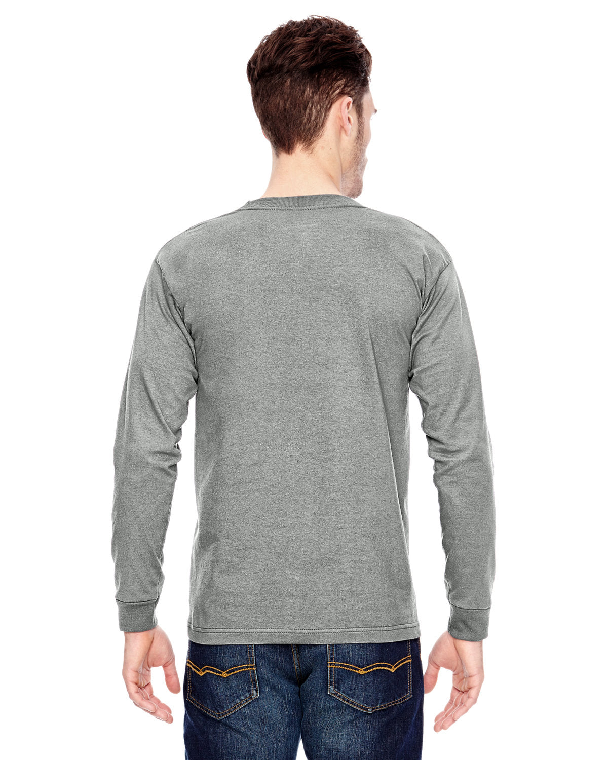 Bayside BA6100 Men's 100% Cotton Long Sleeve T-Shirt - 6.1 oz. Comfort Fit Crewneck Casual Shirt for Work, Outdoor & Everyday Wear