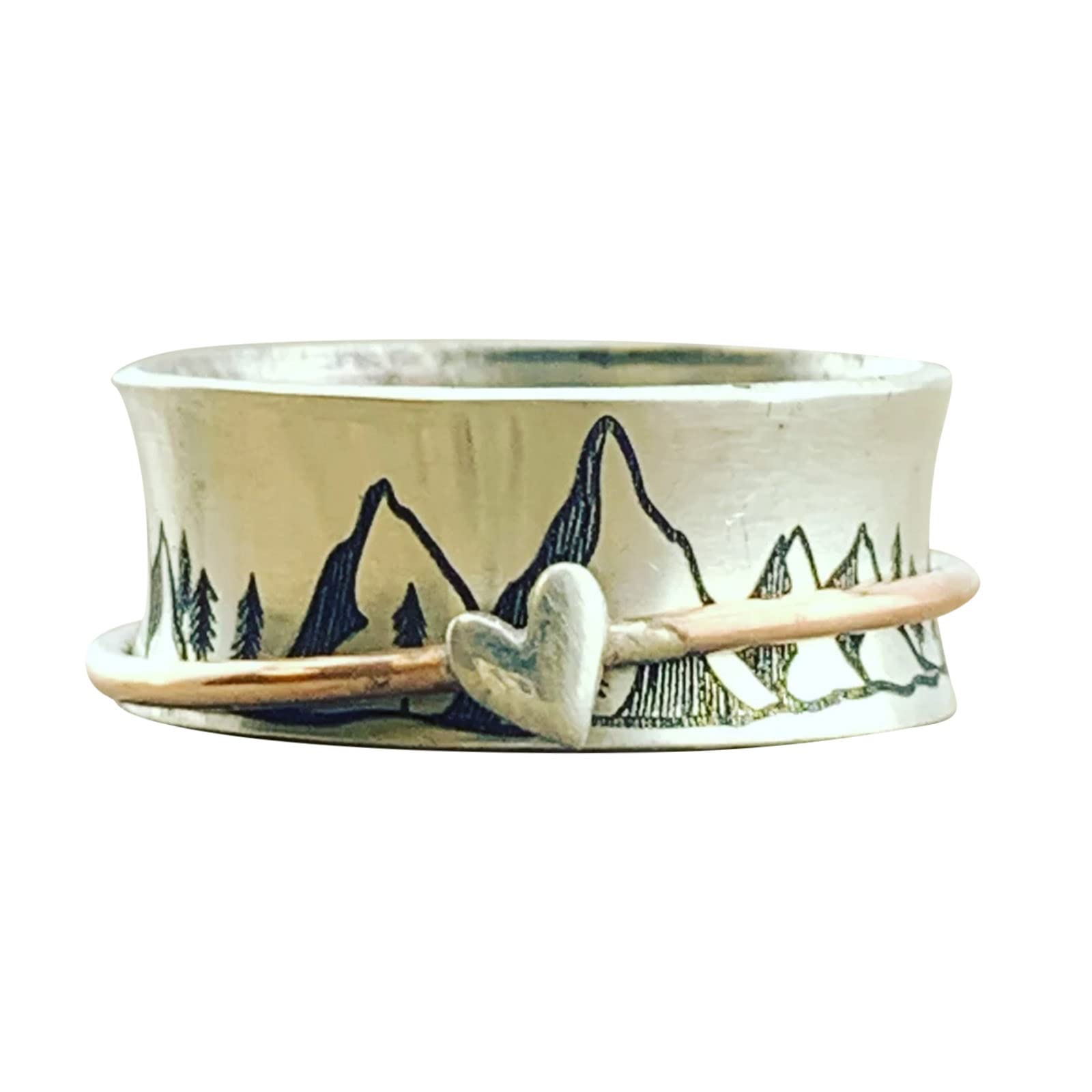 Vintage Gold Wedding Band for Women - Elegant Mountain Jewelry Gift