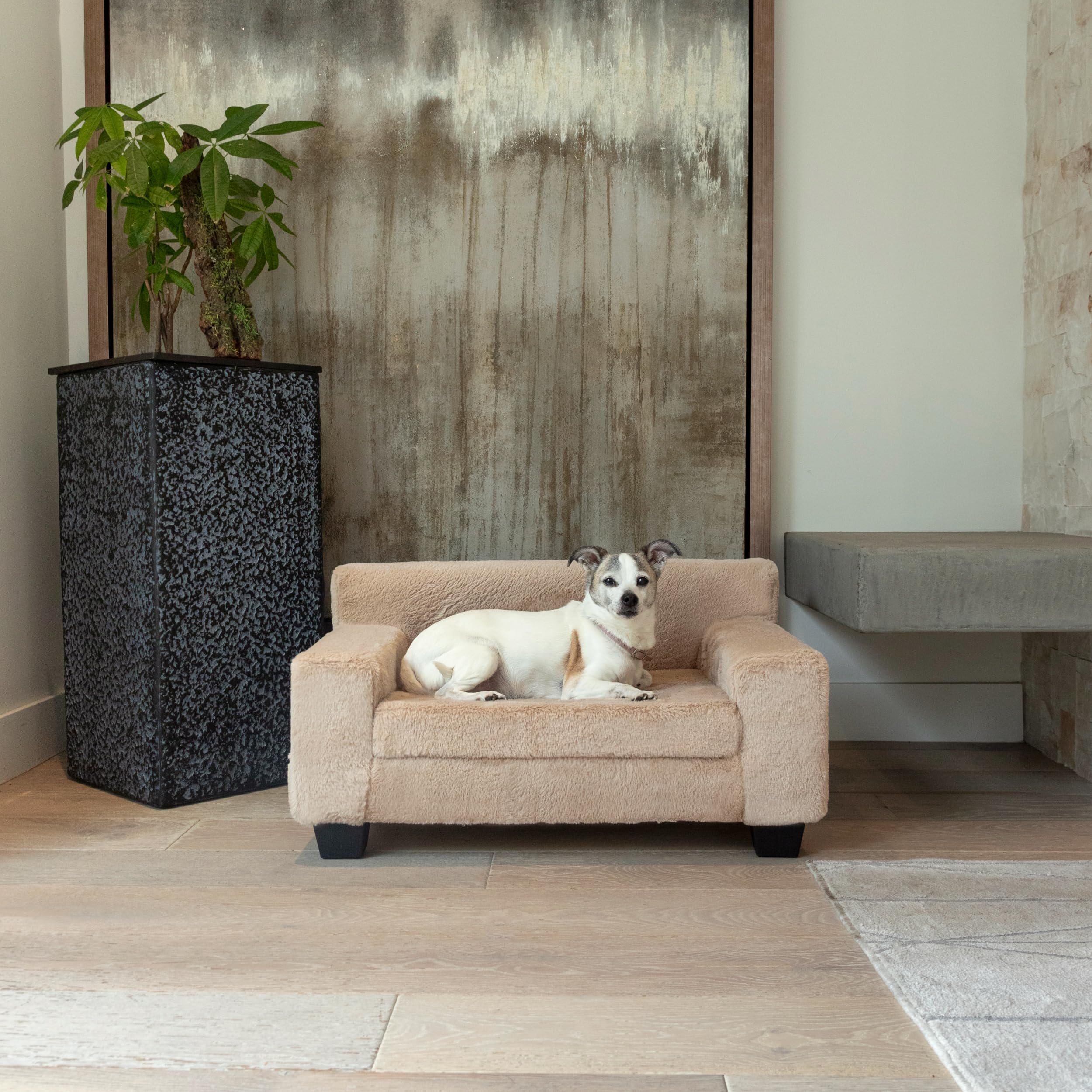 Sherry Kline Pet Collection Faux Fur Dog & Cat Sofa Bed - Ultra Soft Supportive Foam Pet Furniture for Small Dogs & Cats - Durable Indoor Pet Bed 28.5