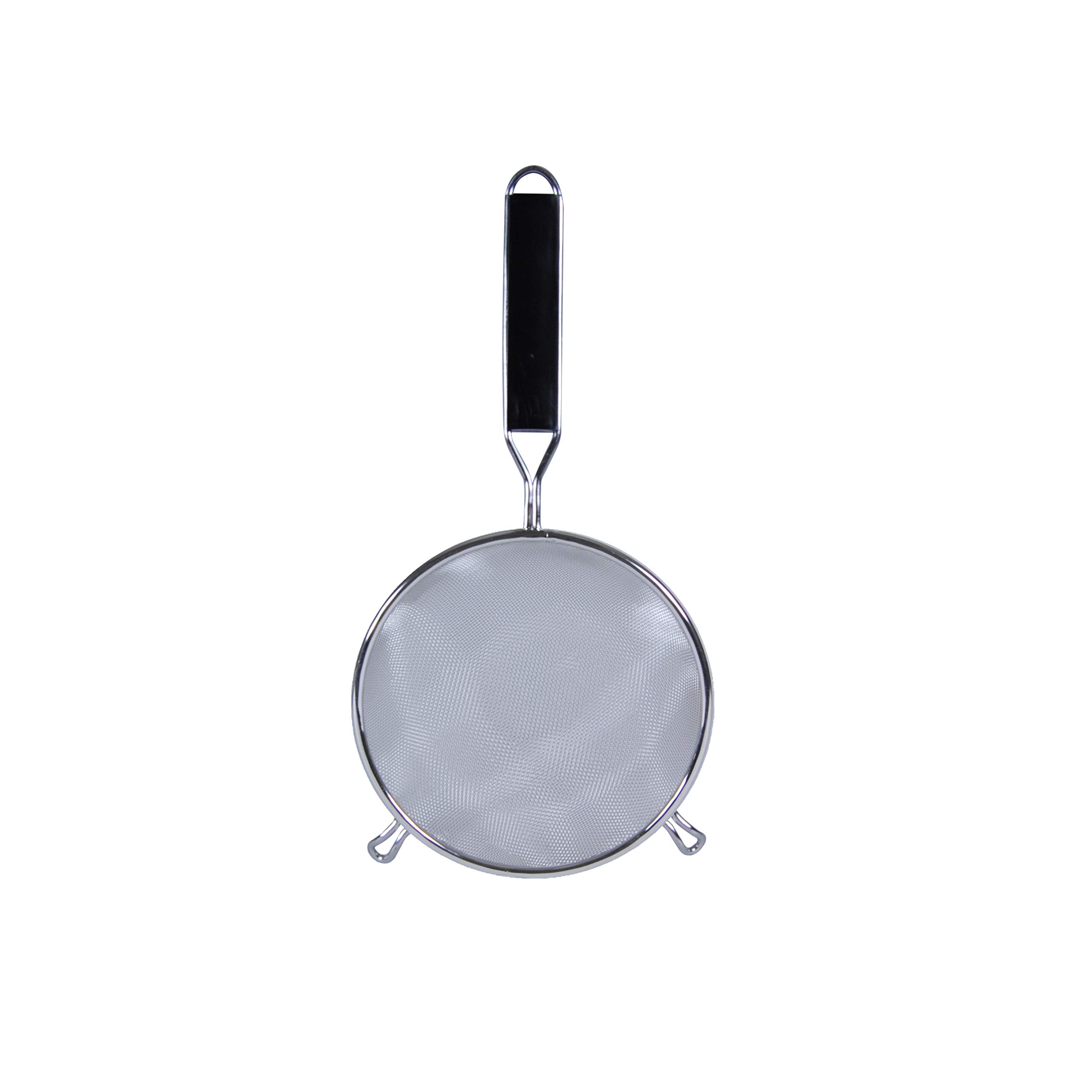 Thunder Group 6-Inch Stainless Steel Strainer with Black Plastic Handle - Double/Medium Mesh - Perfect for Kitchen, Cooking, and Food Prep - Sold Individually (EACH)
