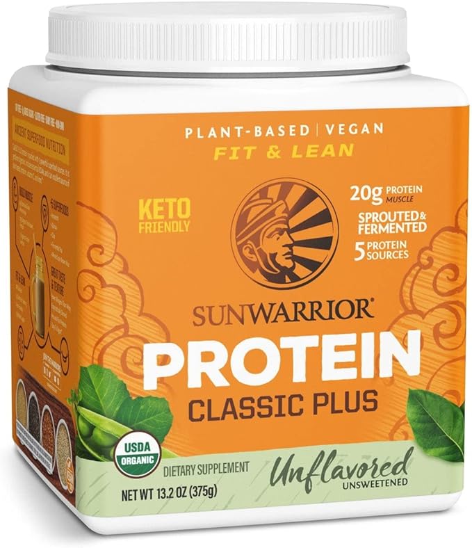 Sunwarrior Protein Classic Plus - Organic Plant-Based Protein Powder for Muscle Recovery & Weight Management | Ideal for Post-Workout, Smoothies & Healthy Lifestyles
