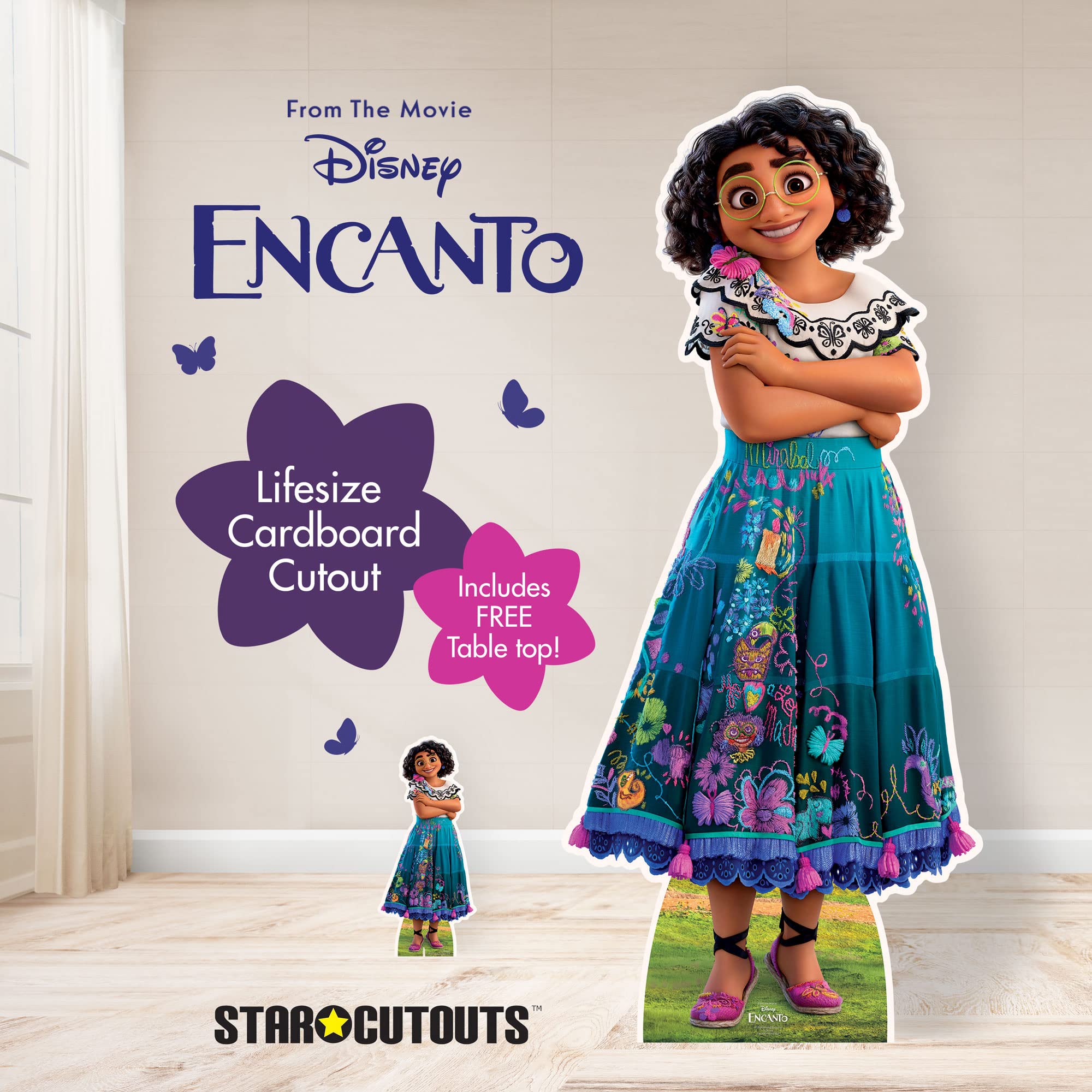 STAR CUTOUTS SC4104 Mirabel Encanto Life-Size Cardboard Cutout Standee - Free 2pc Mini Party Decorations & Gift (Red) | Perfect for Disney Movie Themed Parties, Birthday Decorations & Photo Booths