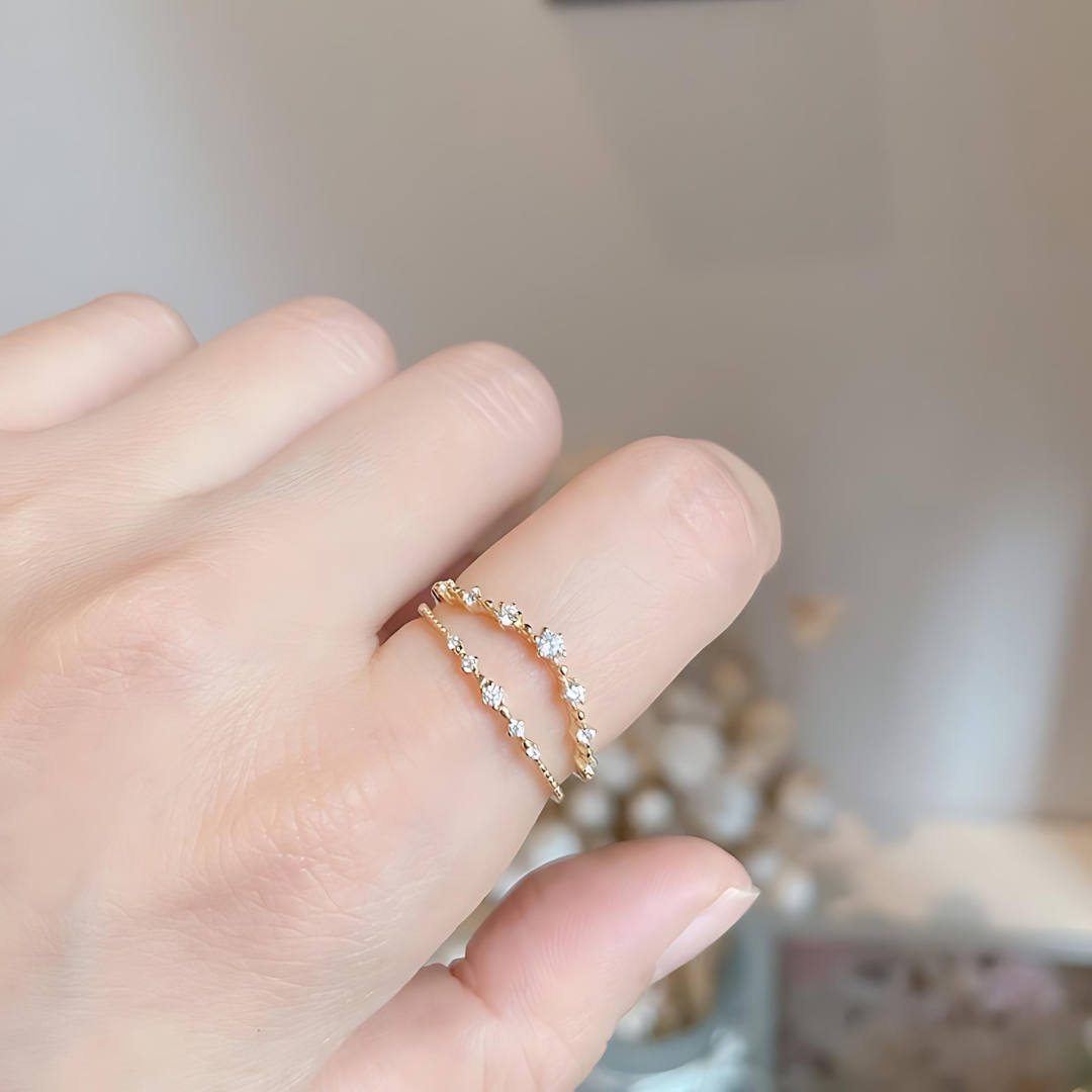 18K Gold Curved Eternity Stackable Wedding Band Ring for Women - Dainty Minimalist V-Shaped Ring for Stacking, Anniversary Gift, Bridal Jewelry | Perfect for Everyday Wear, Date Nights & Special Occasions