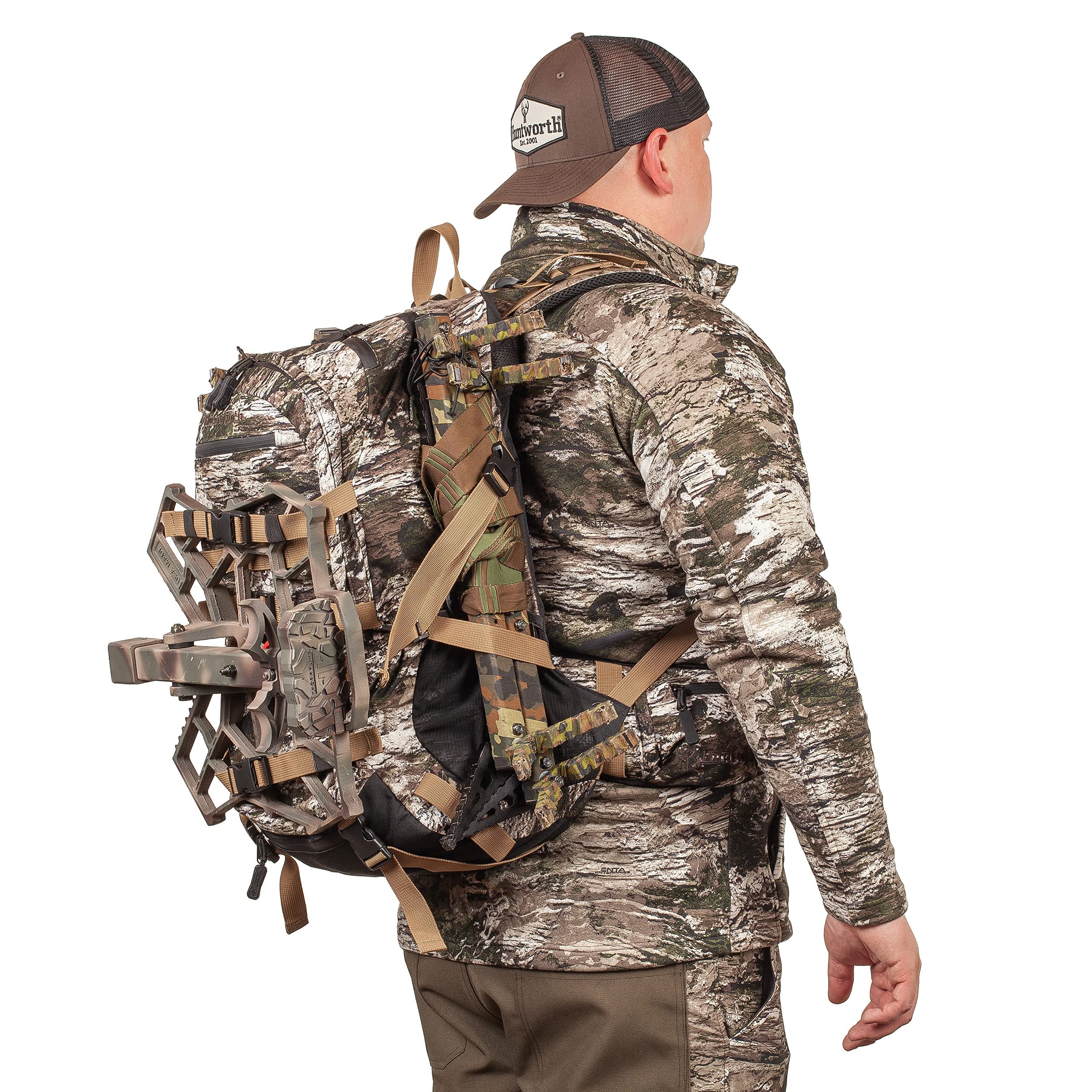 Huntworth Hickory Lightweight Hunting Backpack with Weight Suspension System - Hydration Compatible, Water-Resistant, Spacious Storage (3Lb Tarnen Camo) - Perfect for Outdoor Adventures, Hiking, and Tactical Missions