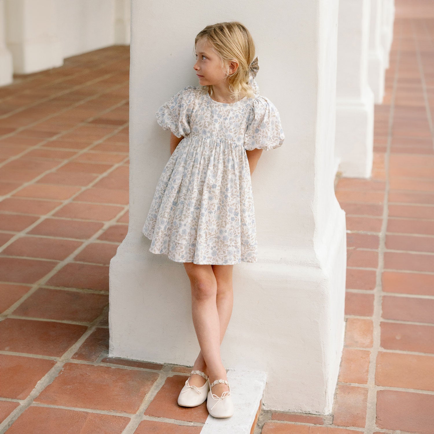 Luna Dress - Blue Garden Floral Print Summer Dress for Women | Perfect for Beach Vacations, Garden Parties & Casual Outings